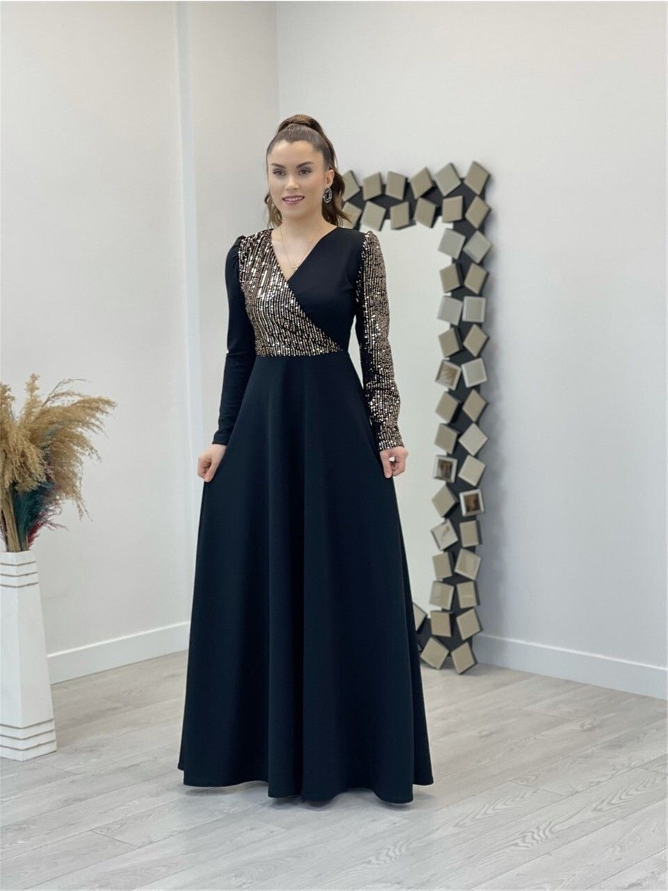 Women Maxi Black Full Length Dress-image-22