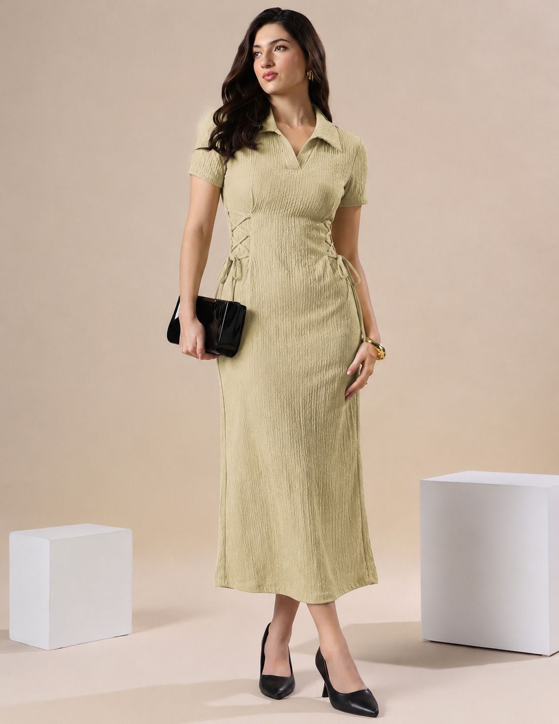 Women Fit and Flare Grey Maxi/Full Length Dress-image-16