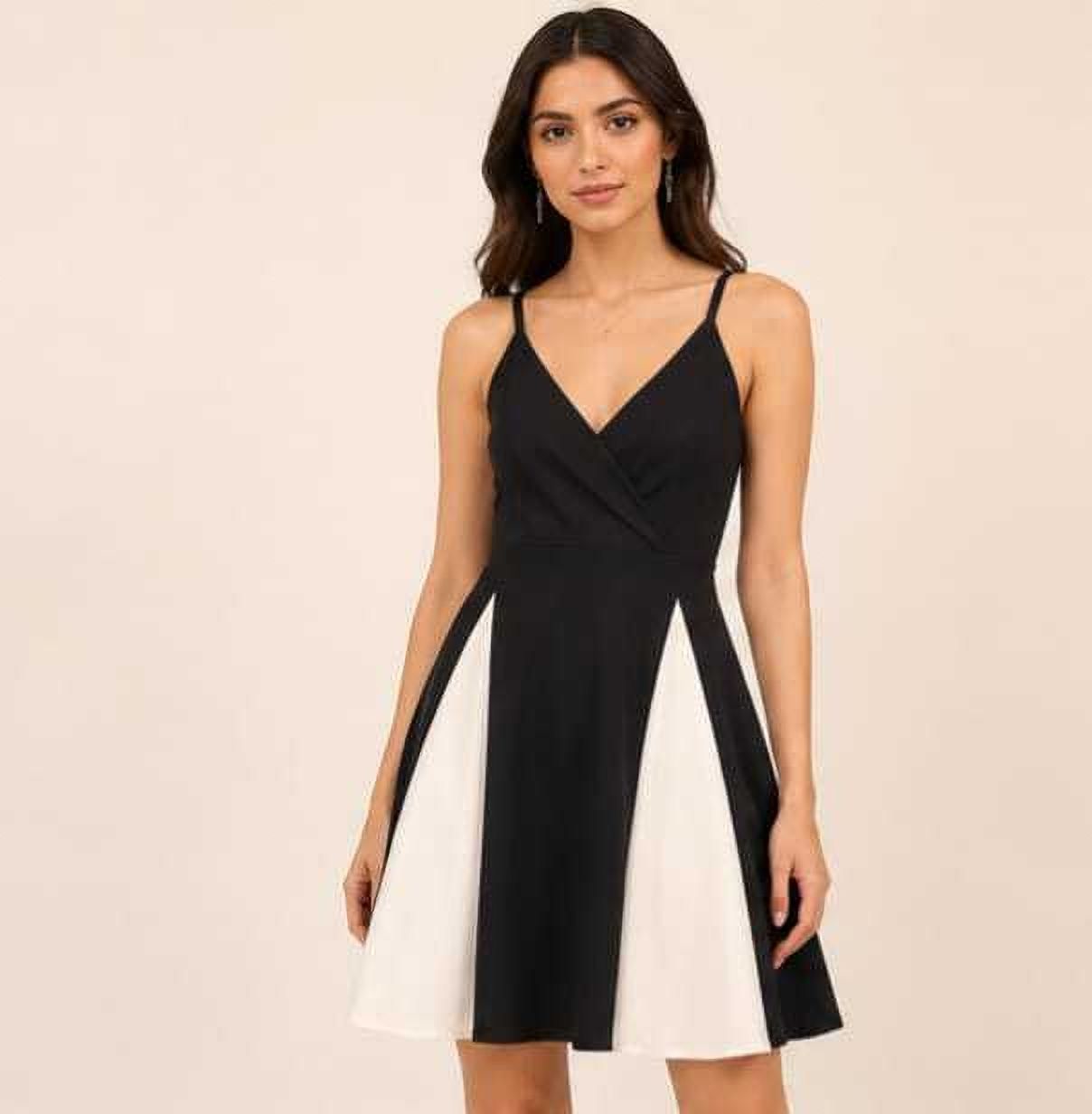 Women Skater Black, White Above Knee/Mid Thigh Length Dress-image-27
