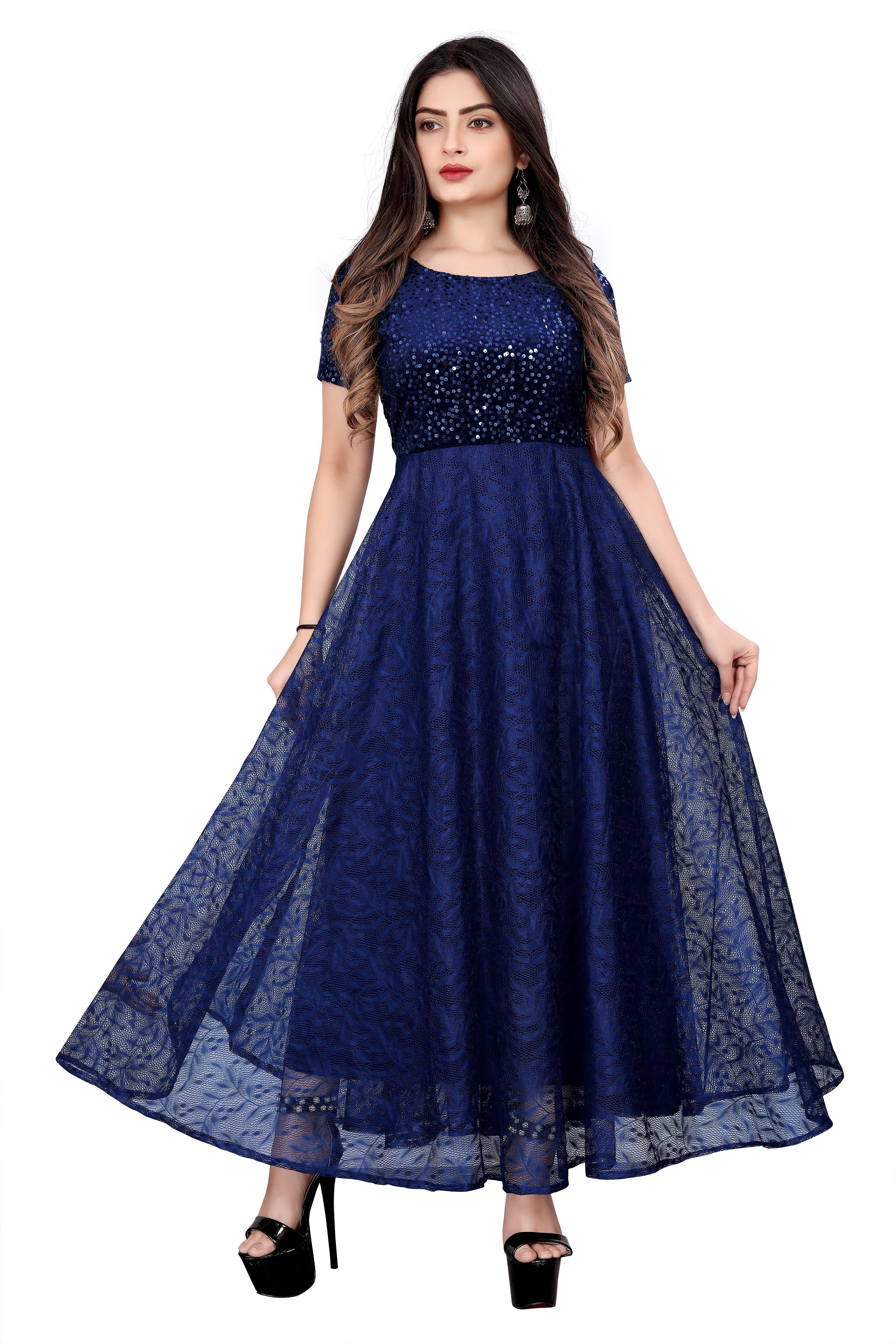 wazix clothing Women Maxi Dark Blue Full Length Dress-picture-20