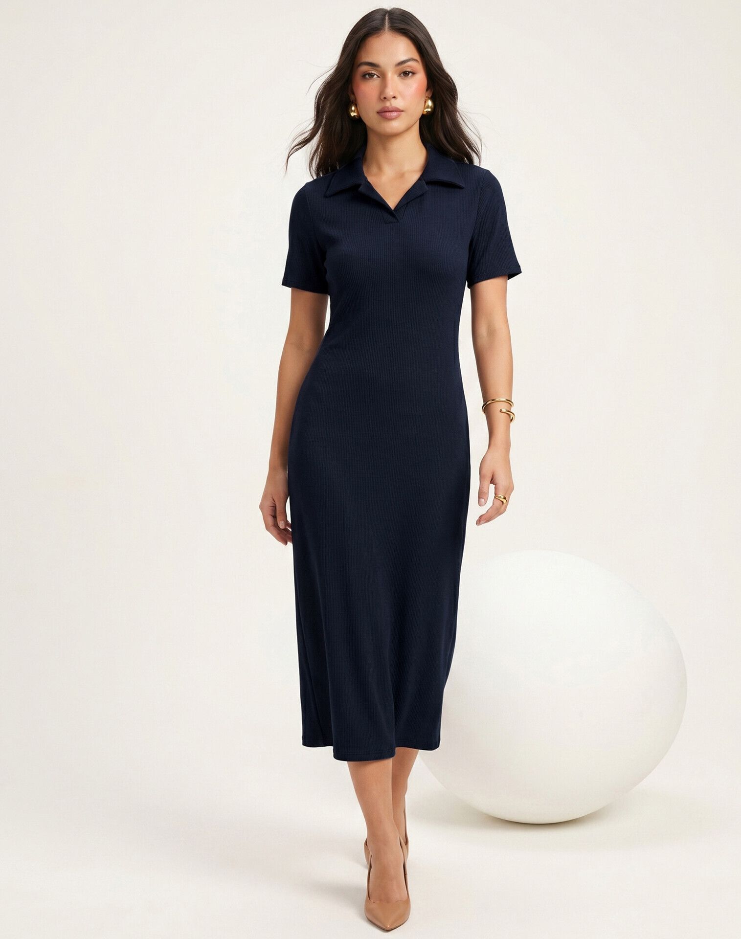 selvia Women A-line Dark Blue Midi/Calf Length Dress-picture-42