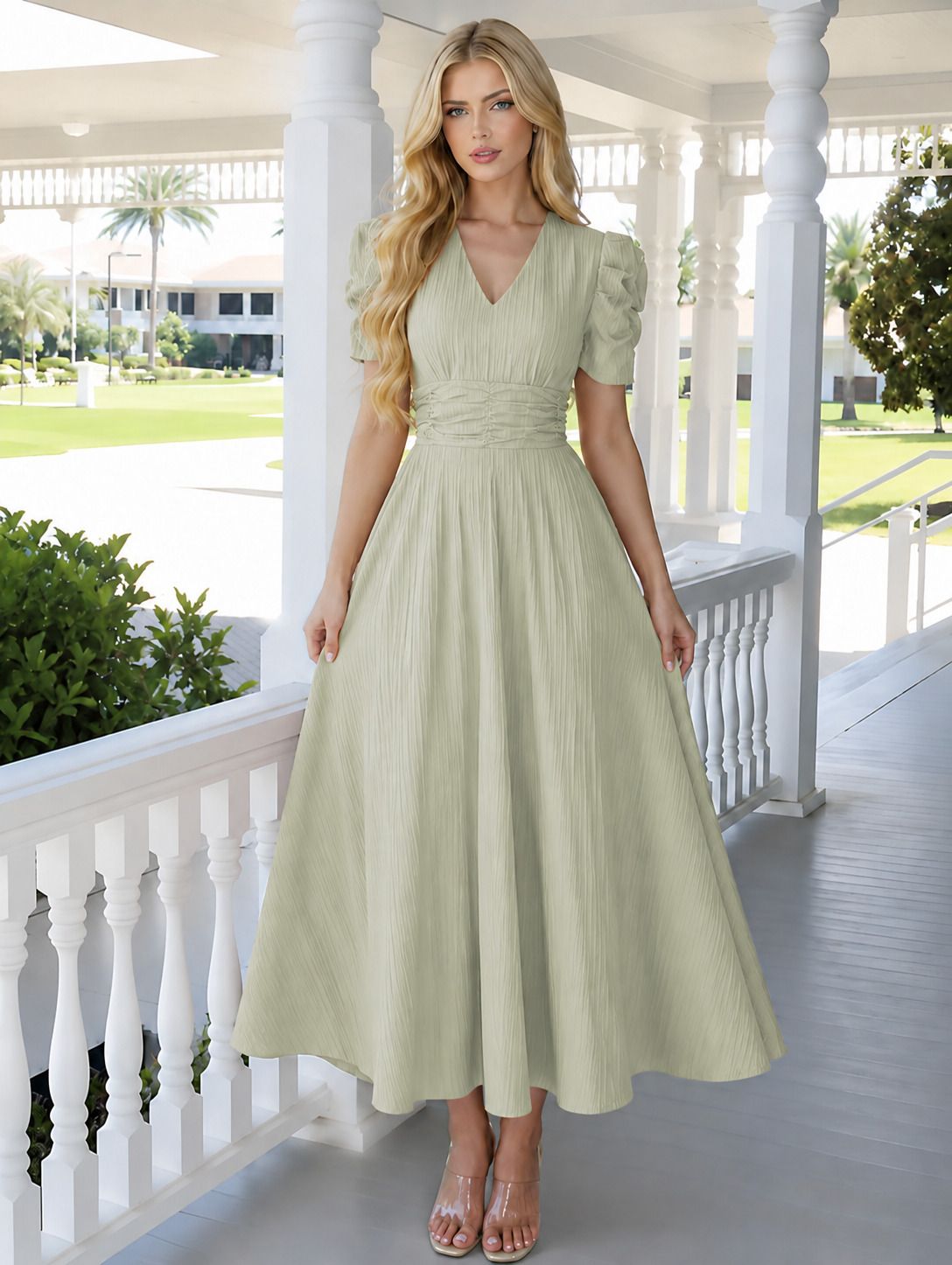 tromko Women A-line Beige Maxi/Full Length Dress-picture-32