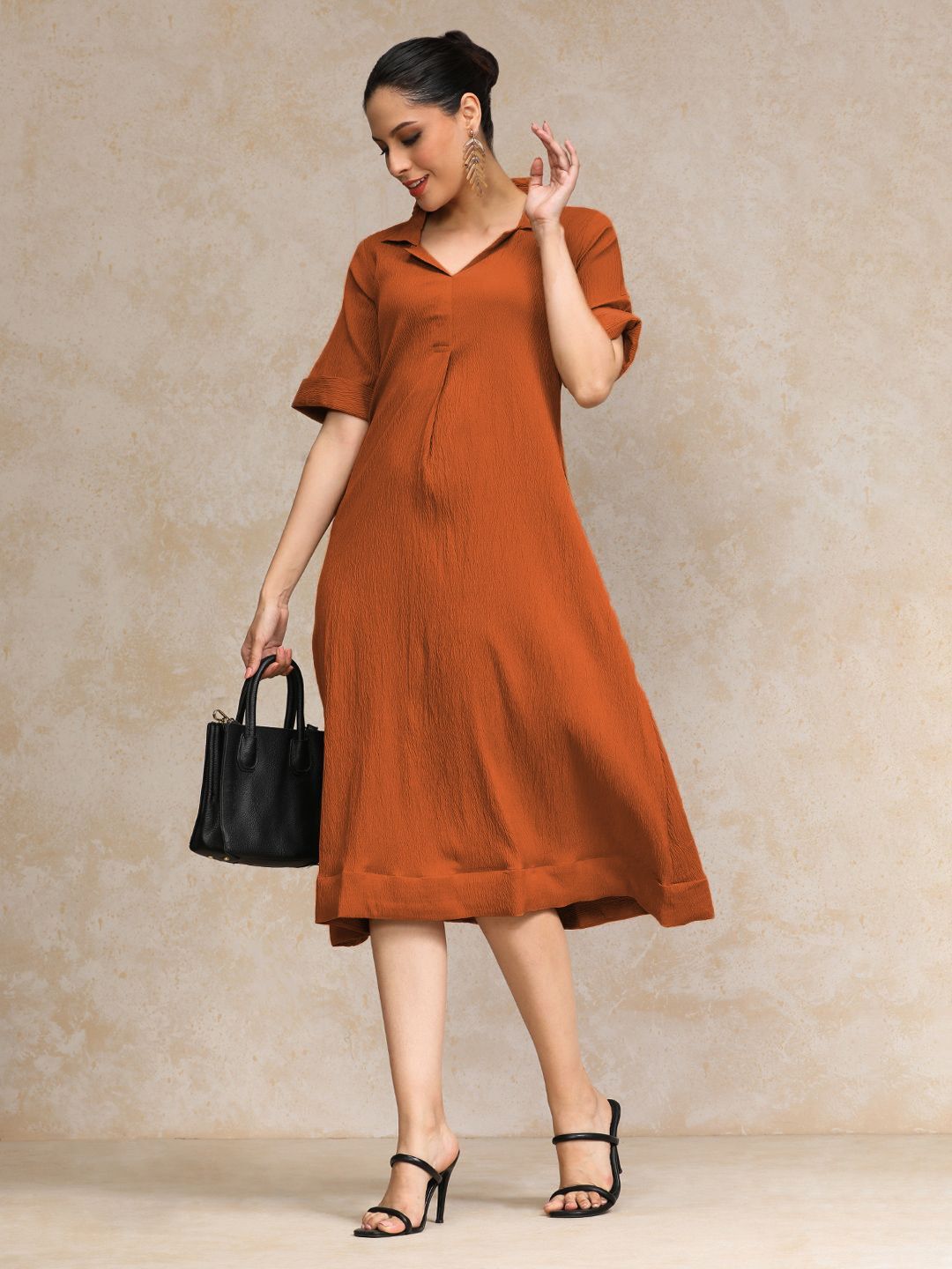 aadvika Women A-line Orange Maxi/Full Length Dress-picture-16