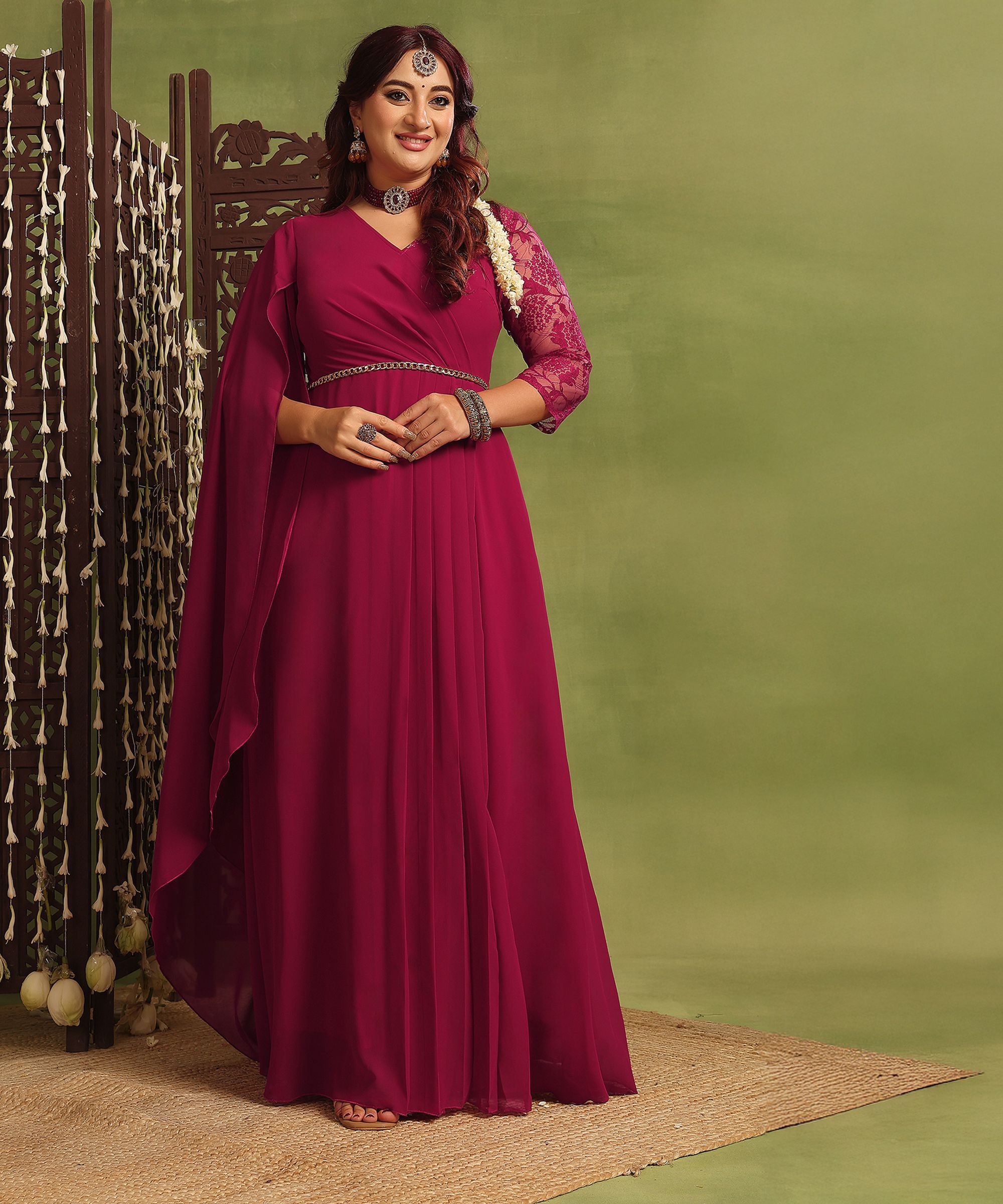Women Maxi Pink Full Length Dress-image-23
