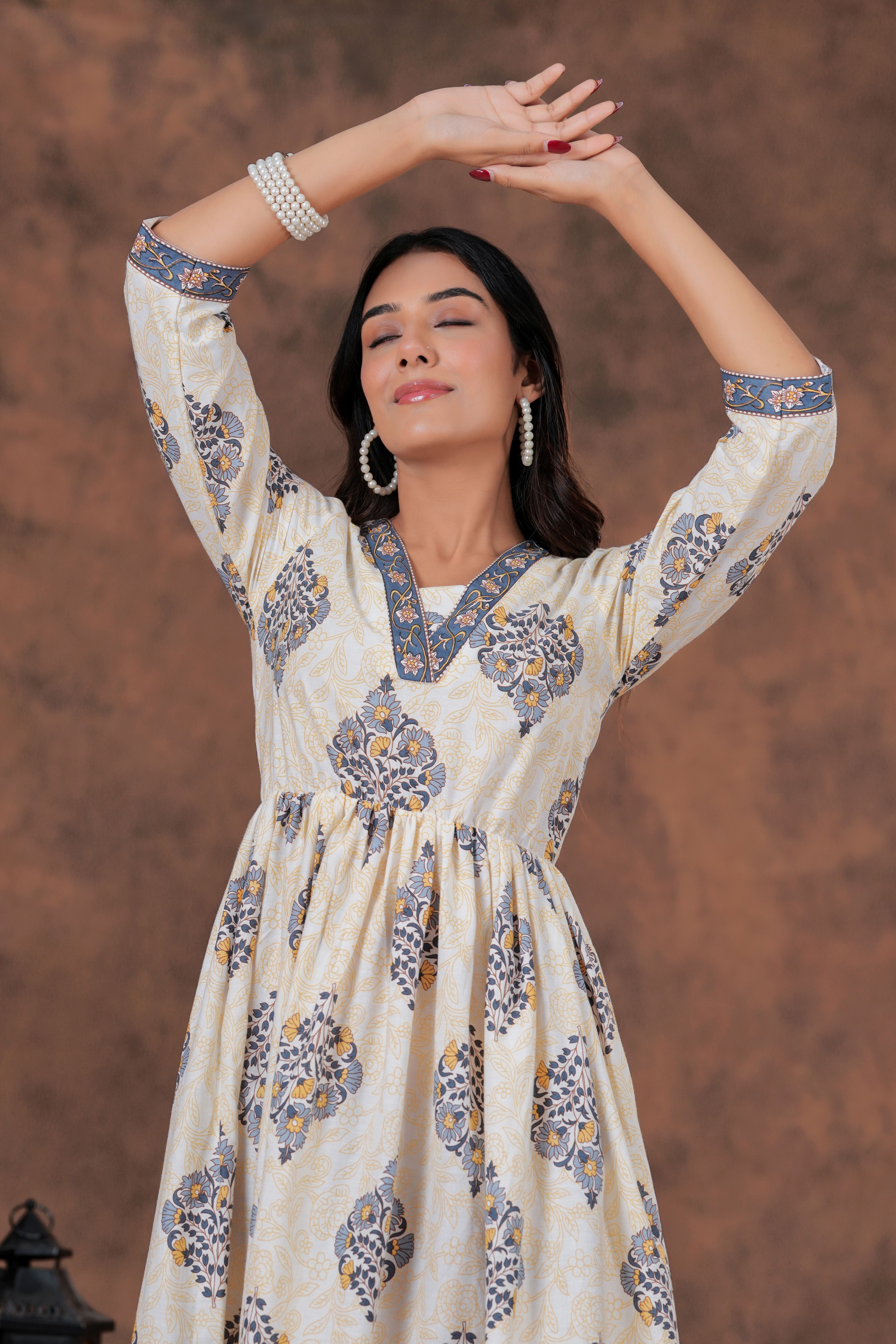 Women Fit and Flare Beige Maxi/Full Length Dress-image-23