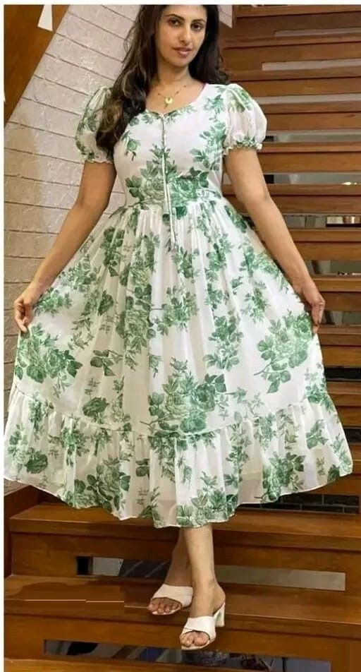 Women Fit and Flare Green Midi/Calf Length Dress