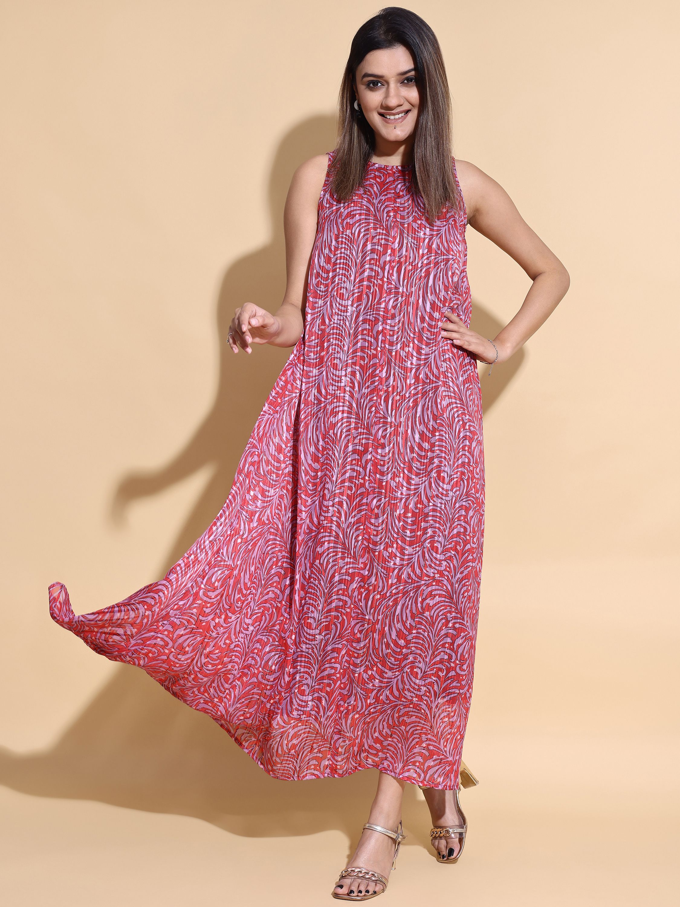 fashfun Women Fit and Flare Purple Maxi/Full Length Dress-picture-6