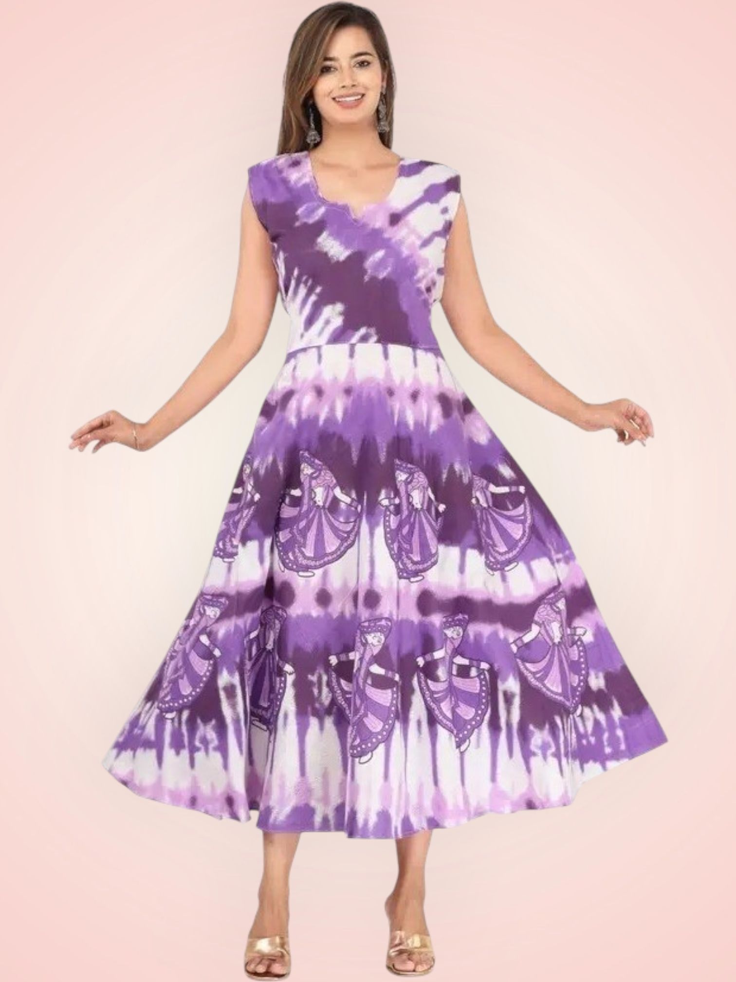women ethnic dress purple knee length dress