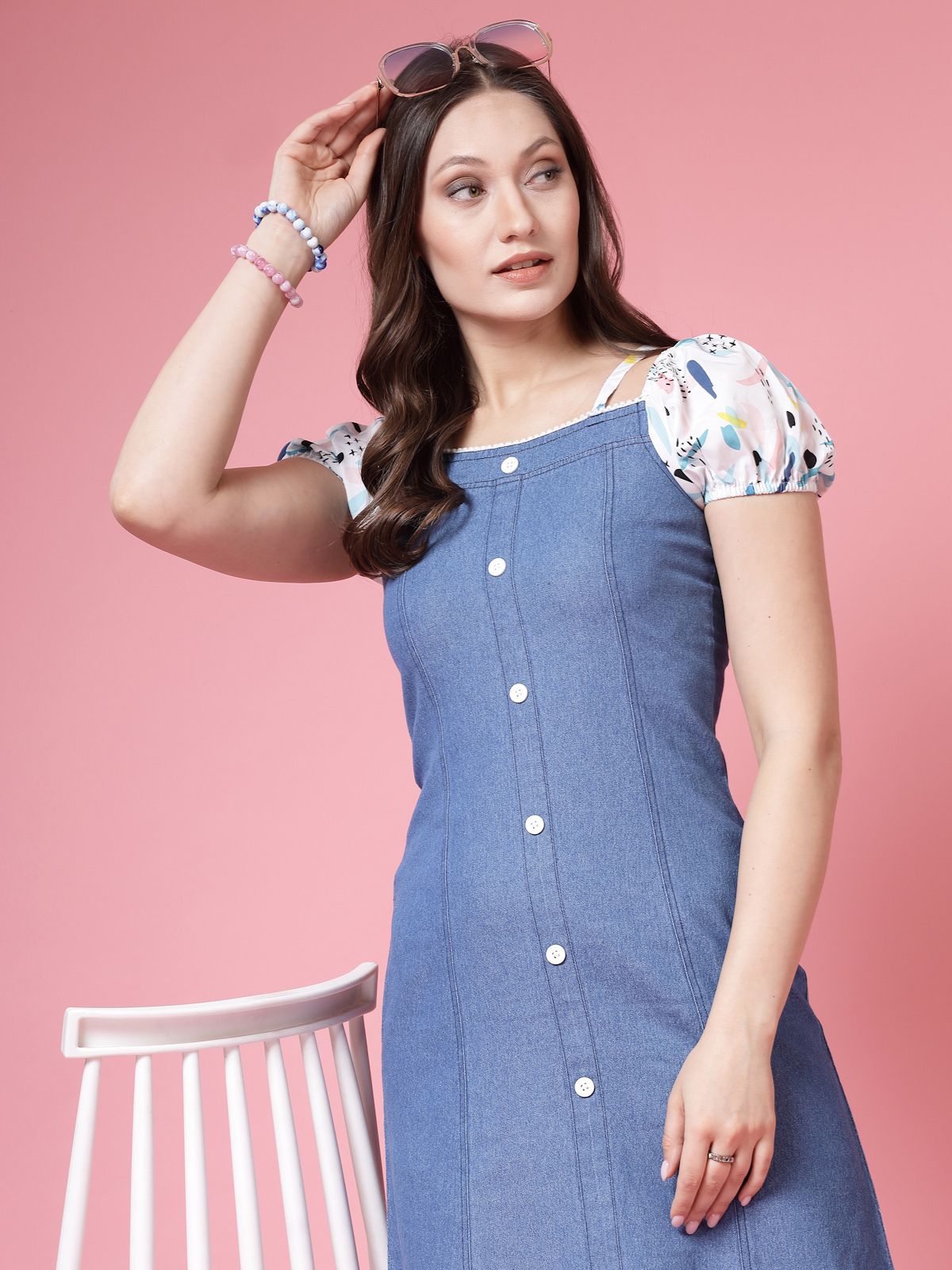 being naughty Women A-line Blue Knee Length Dress-picture-4