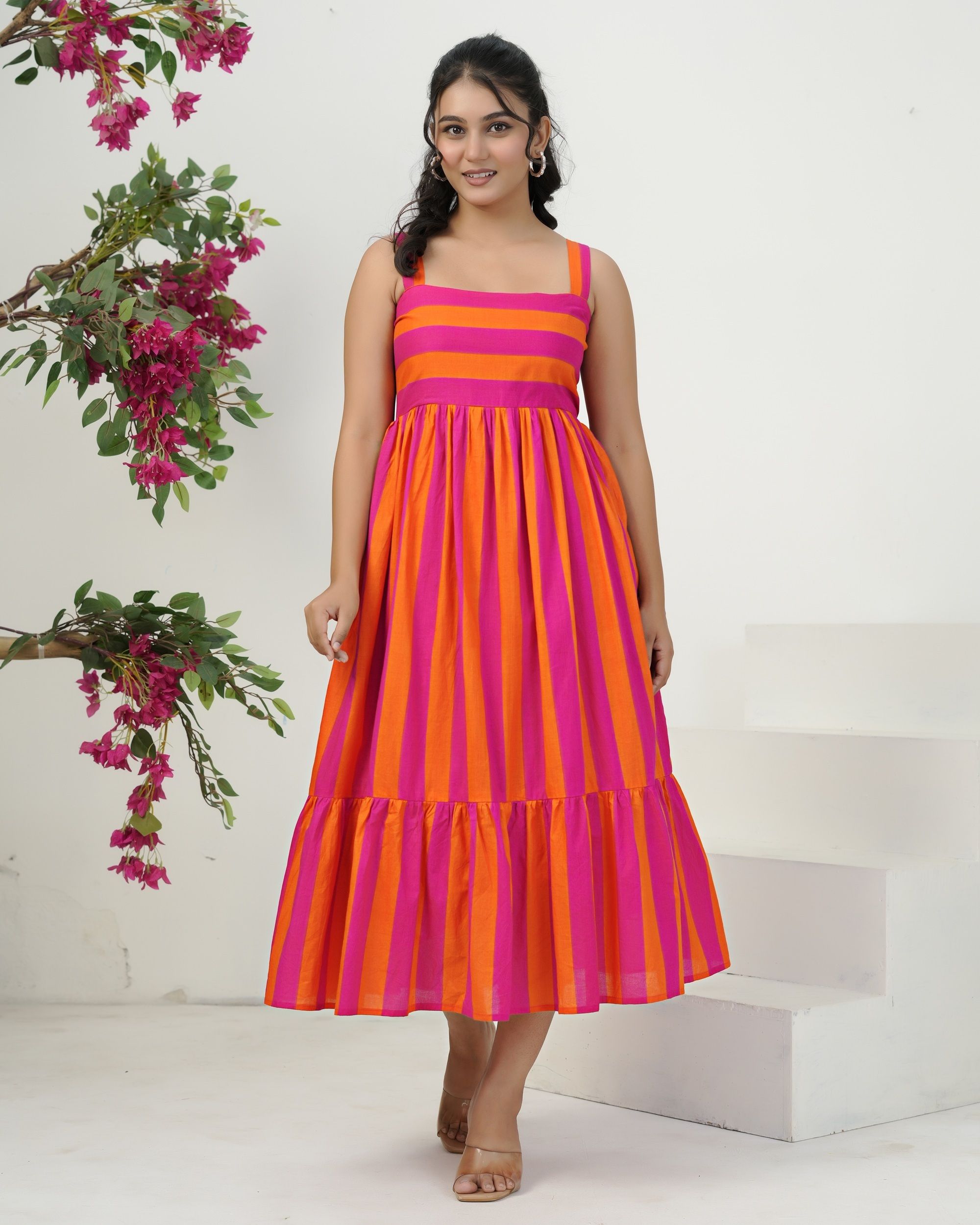 Women Fit and Flare Pink Midi/Calf Length Dress-image-47