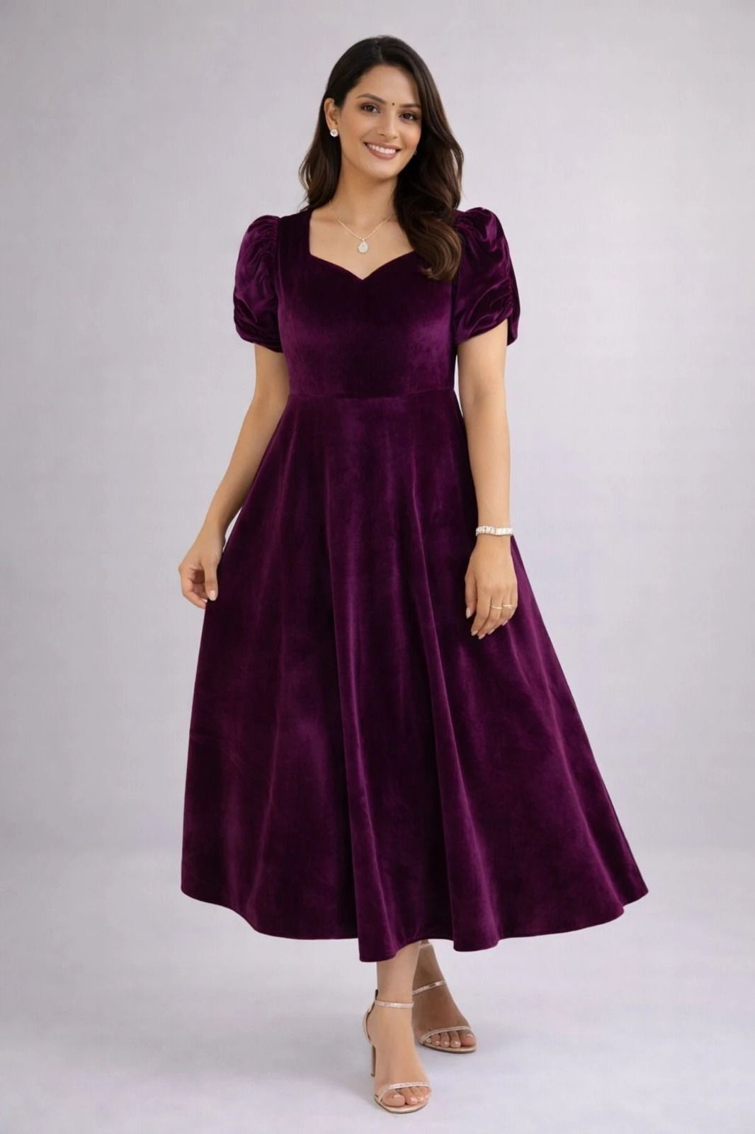 Women A-line Purple Maxi/Full Length Dress-image-16