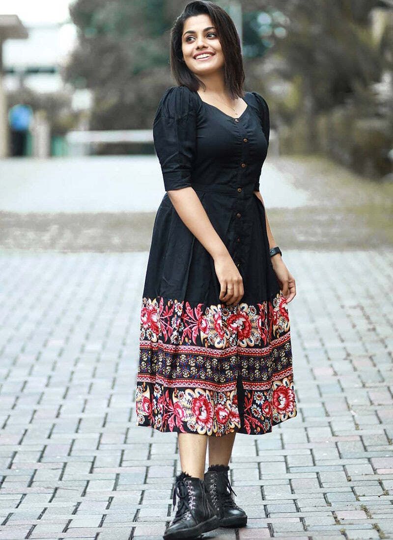 Printed Viscose Rayon Stitched Flared/A-line Gown-image-34
