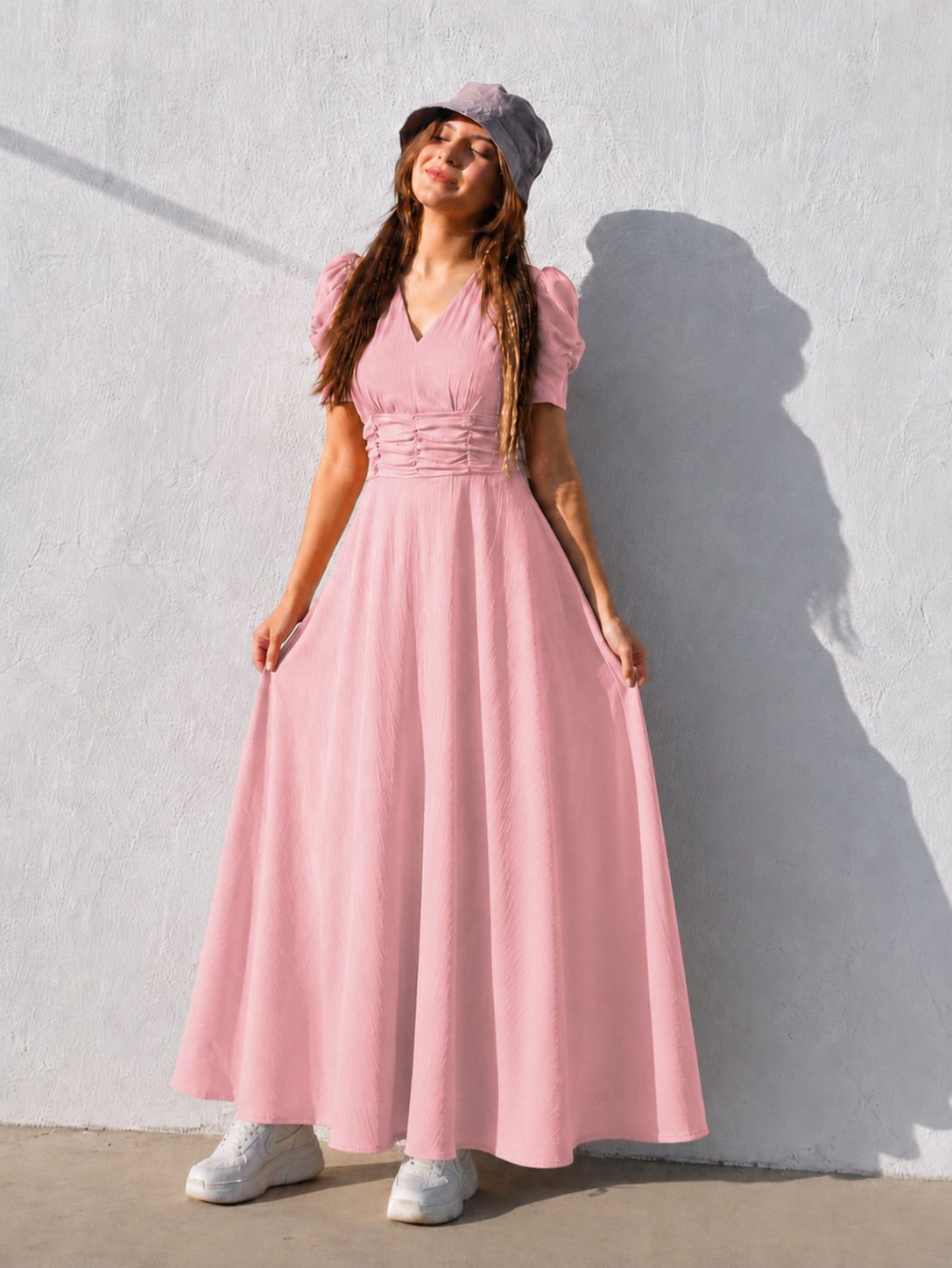tromko Women A-line Pink Maxi/Full Length Dress-picture-29