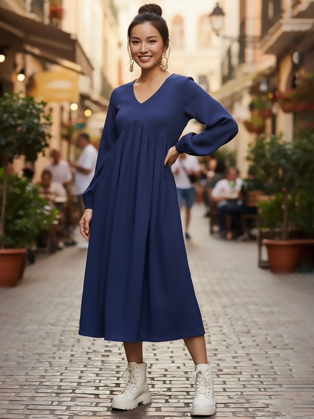aadvika Women A-line Blue Maxi/Full Length Dress-picture-8