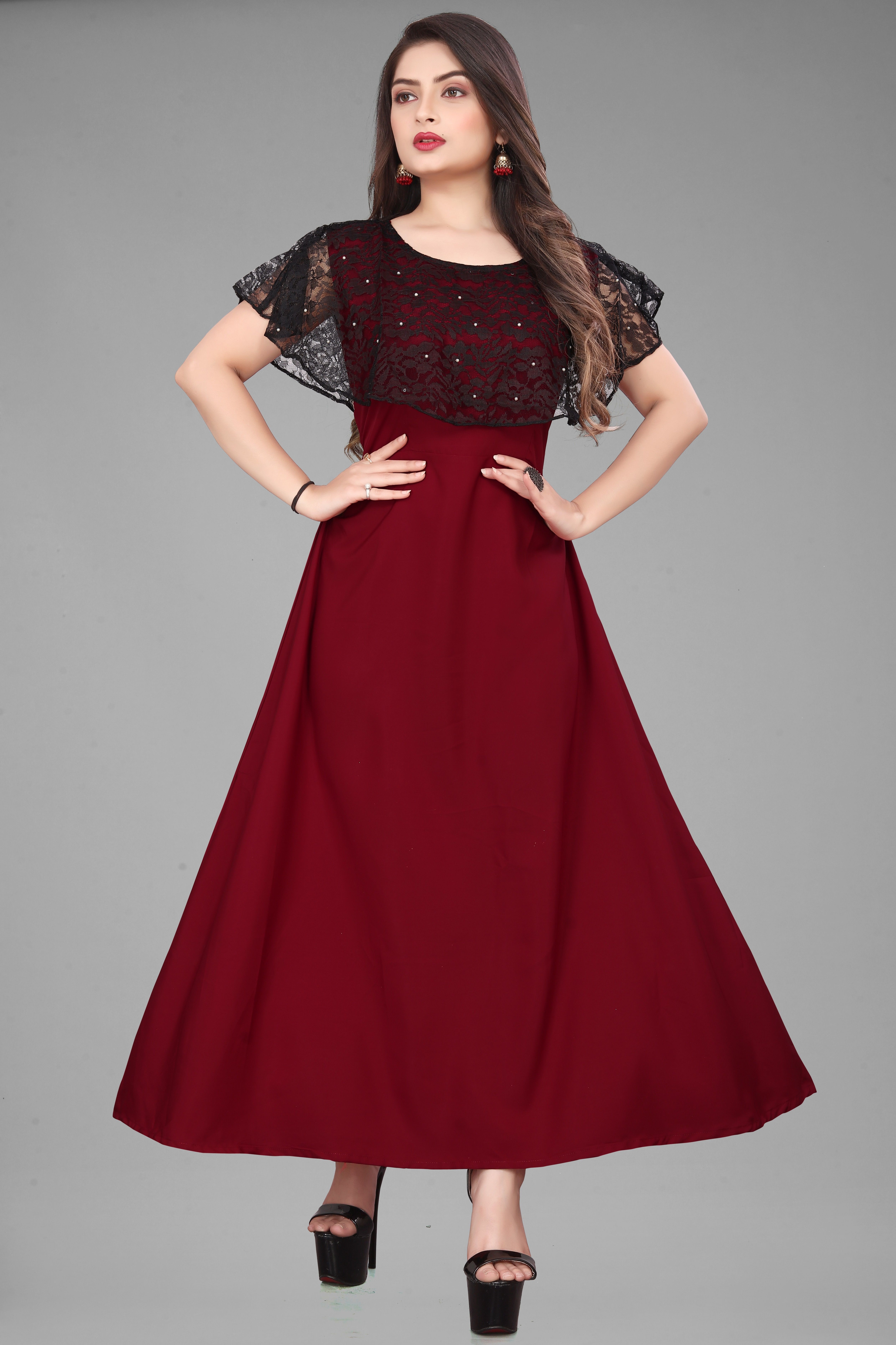 Women Maxi Red Full Length Dress-image-9