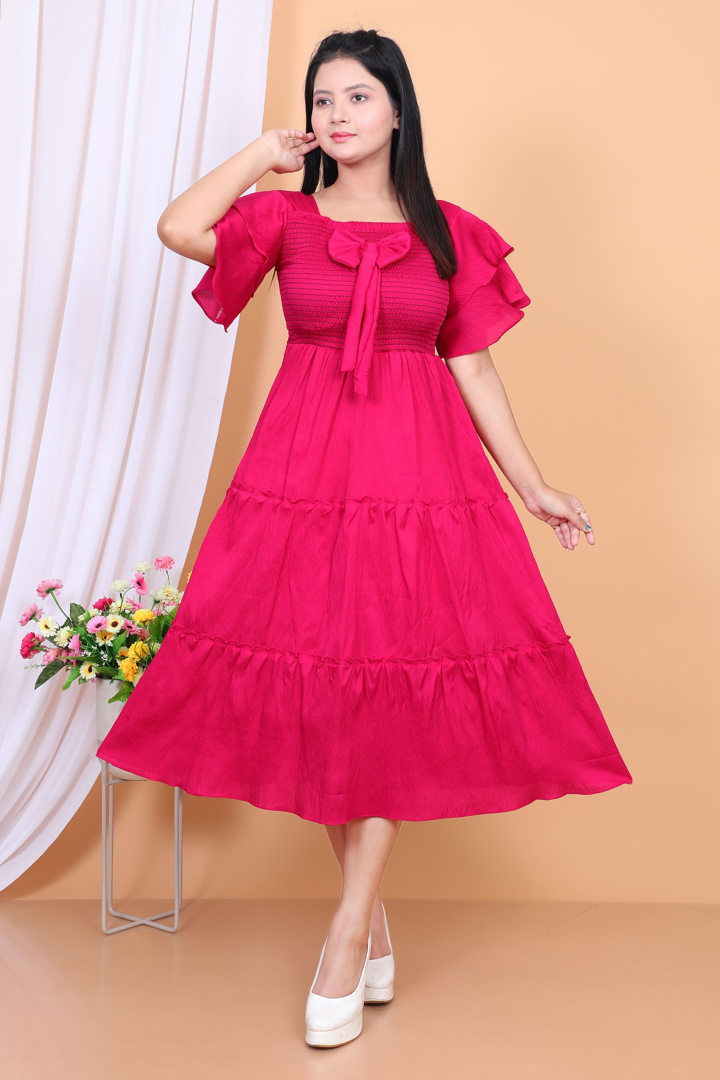 Women Fit and Flare Pink Maxi/Full Length Dress-image-41