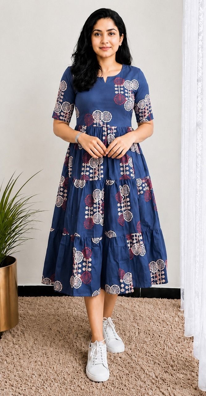 Women Ethnic Dress Blue Midi/Calf Length Dress-image-44
