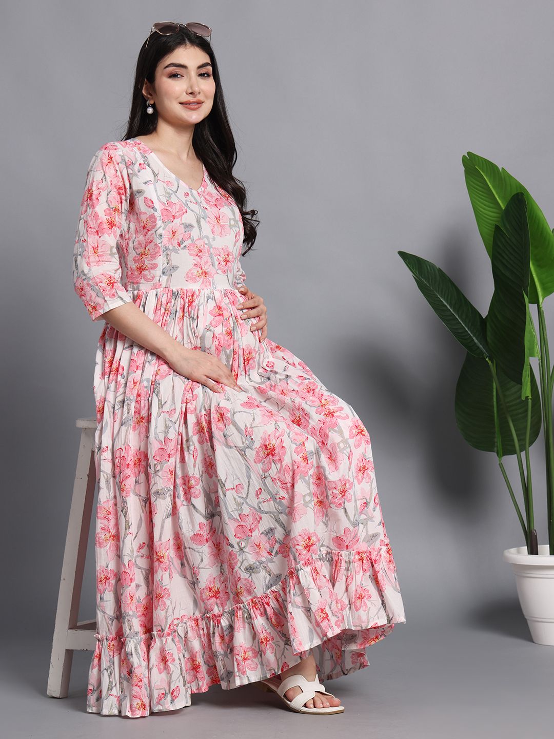 gujari Women Ethnic Dress Pink Ankle Length Dress-picture-11