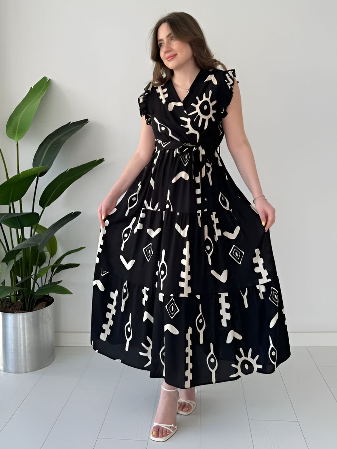 lookshine Women Fit and Flare Black Midi/Calf Length Dress-picture-28