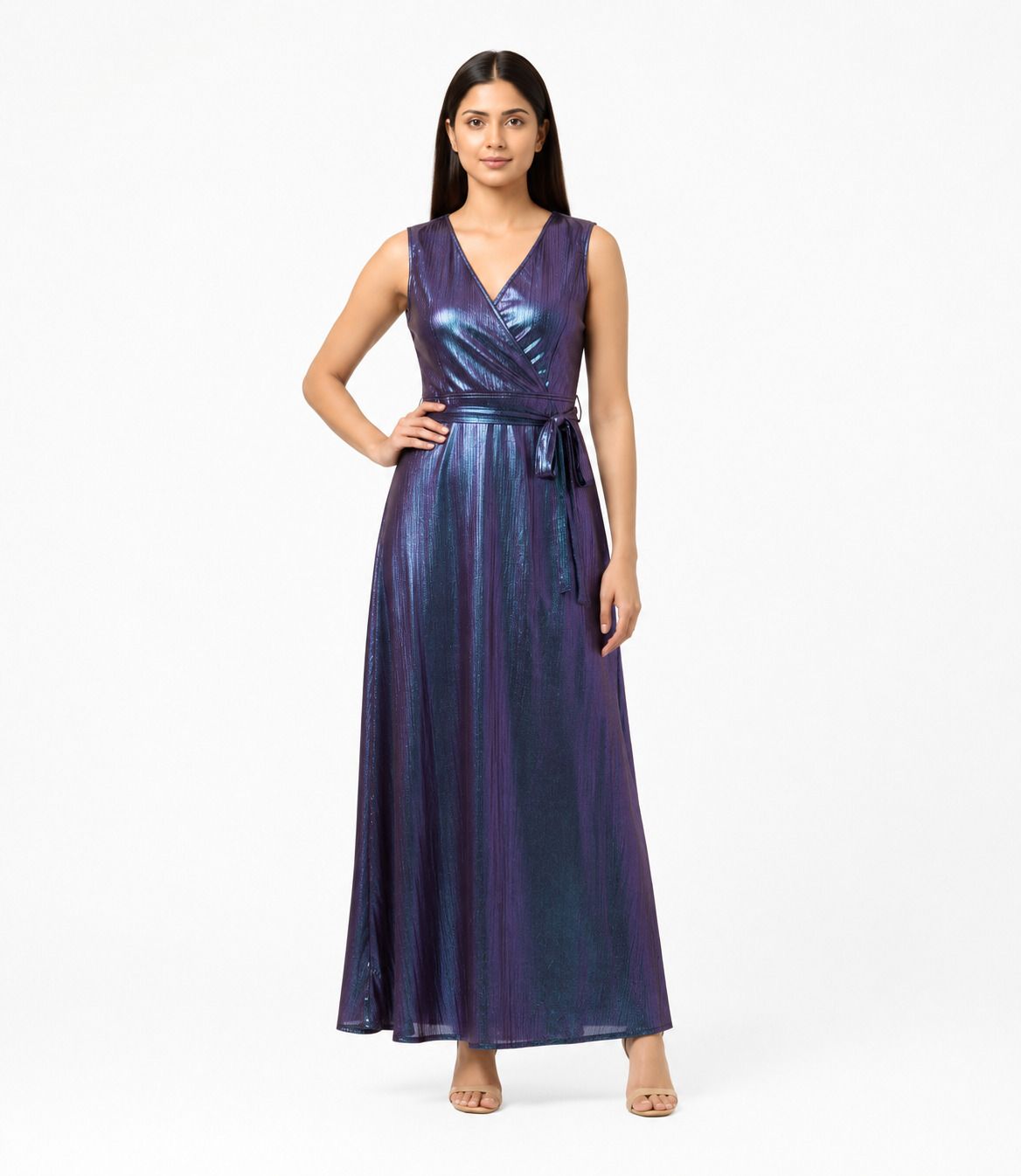 Women Fit and Flare Purple Maxi/Full Length Dress-image-0
