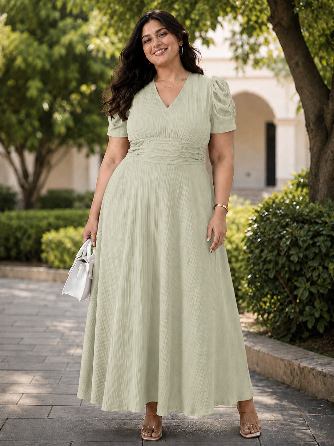 tromko Women A-line Green Maxi/Full Length Dress-picture-9