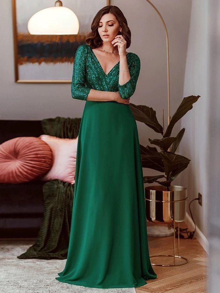 thapnath Women Fit and Flare Dark Green Maxi/Full Length Dress-picture-37