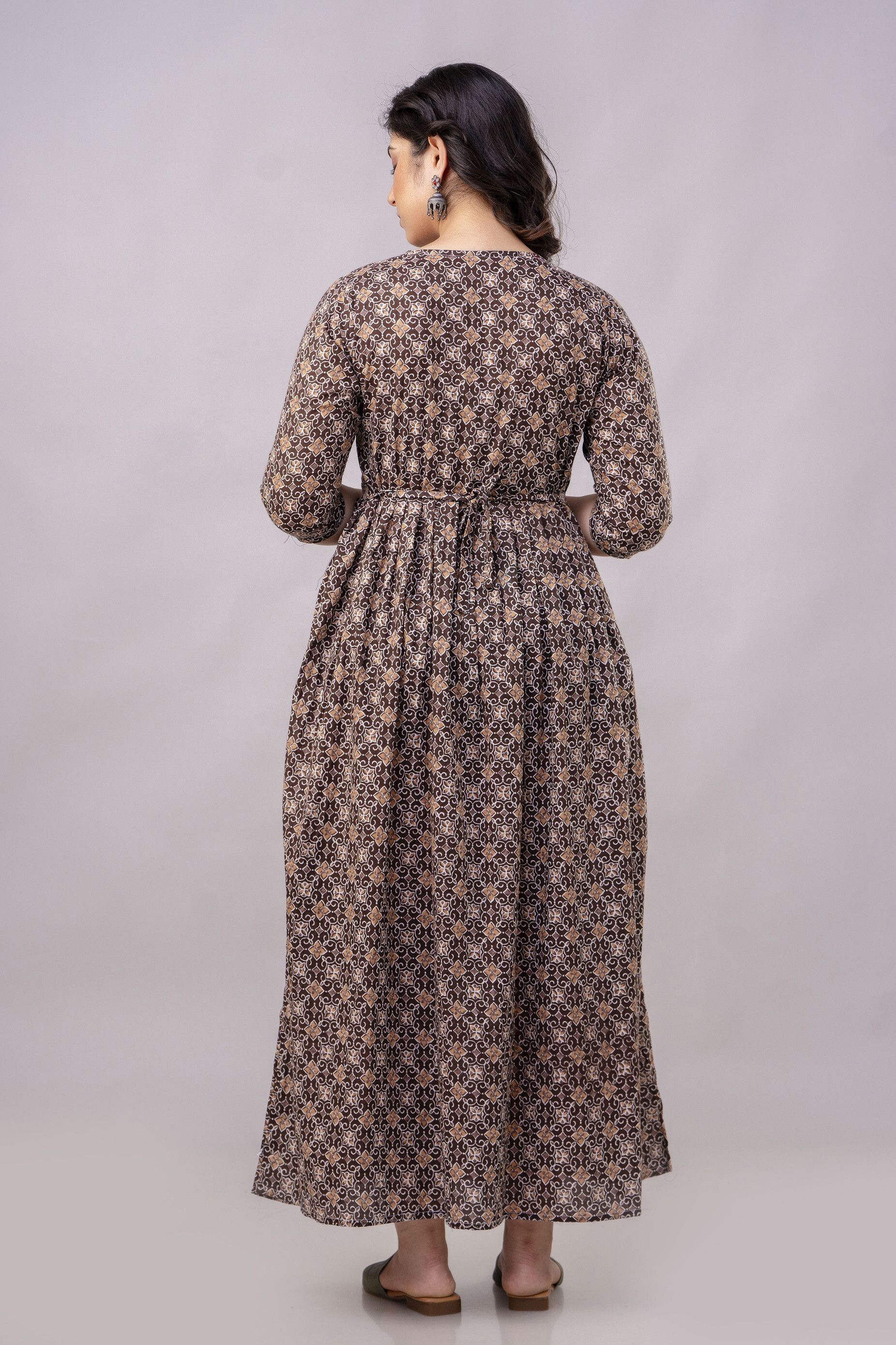 Women Maxi Brown Midi/Calf Length Dress-image-42