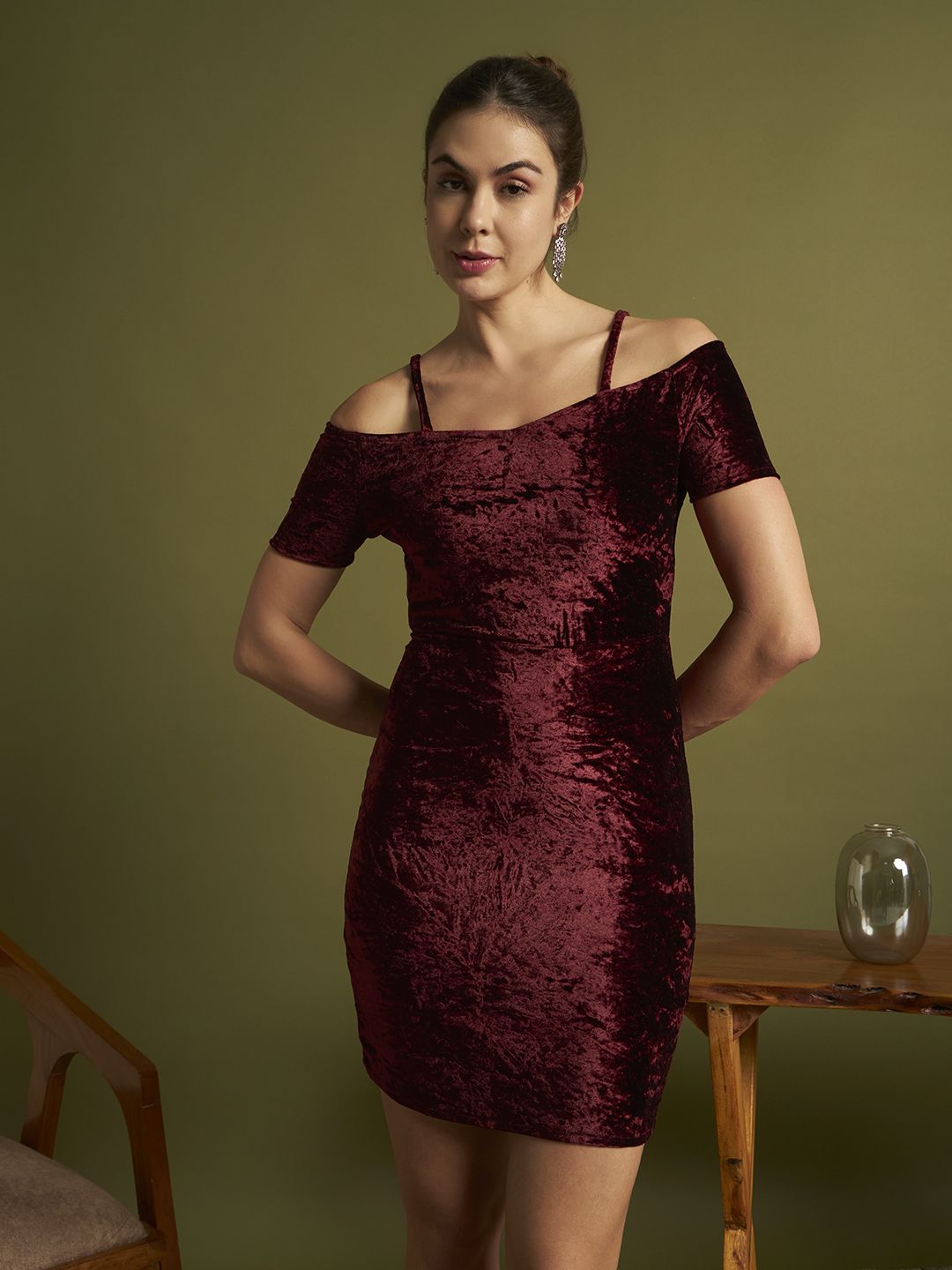 Women Bodycon Red Mini/Short Dress-image-1