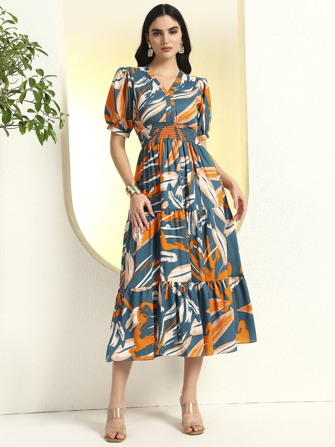 Women Fit and Flare Green Maxi/Full Length Dress-image-28