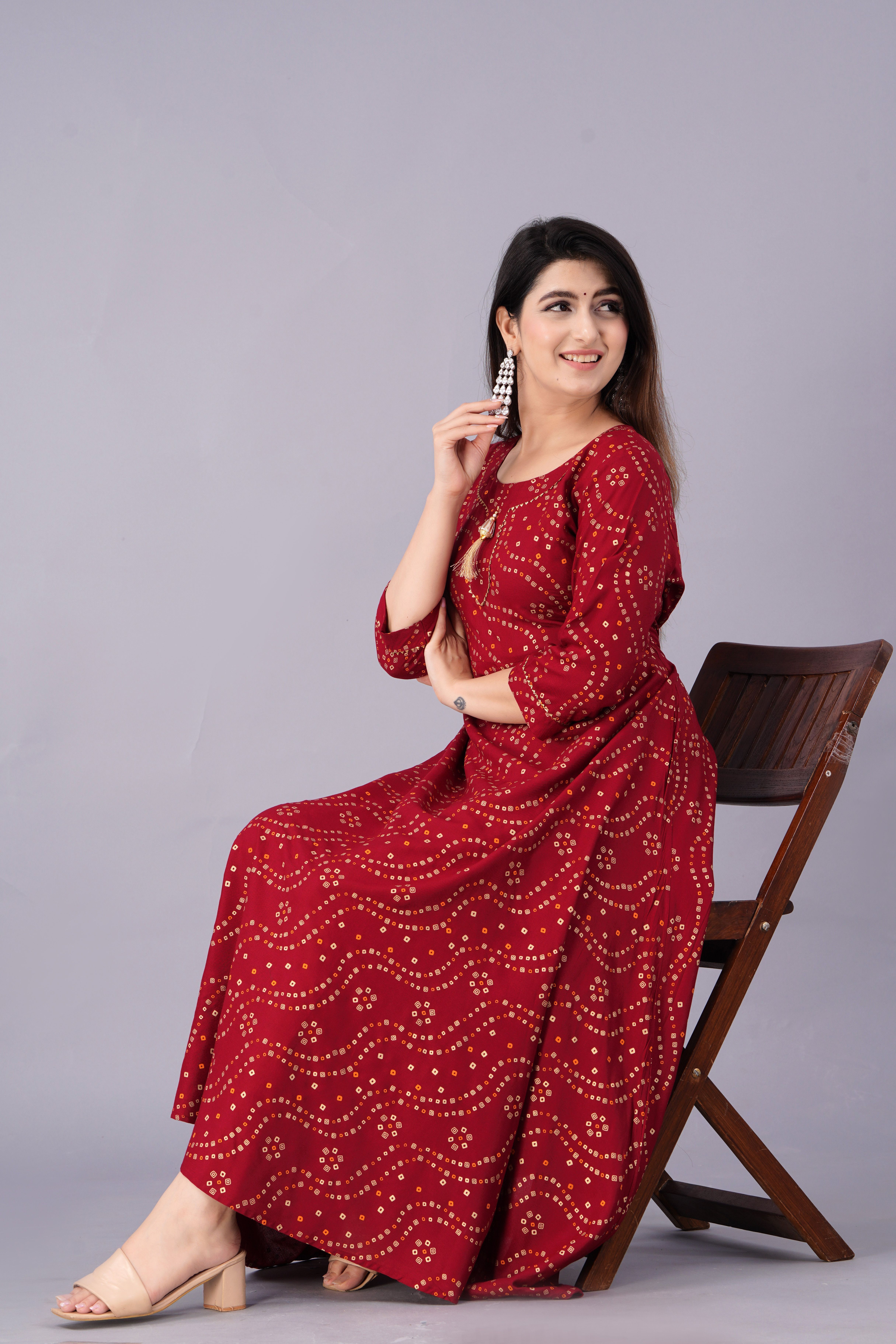 sipeak wear better, look better Women Fit and Flare Maroon Maxi/Full Length Dress-picture-14