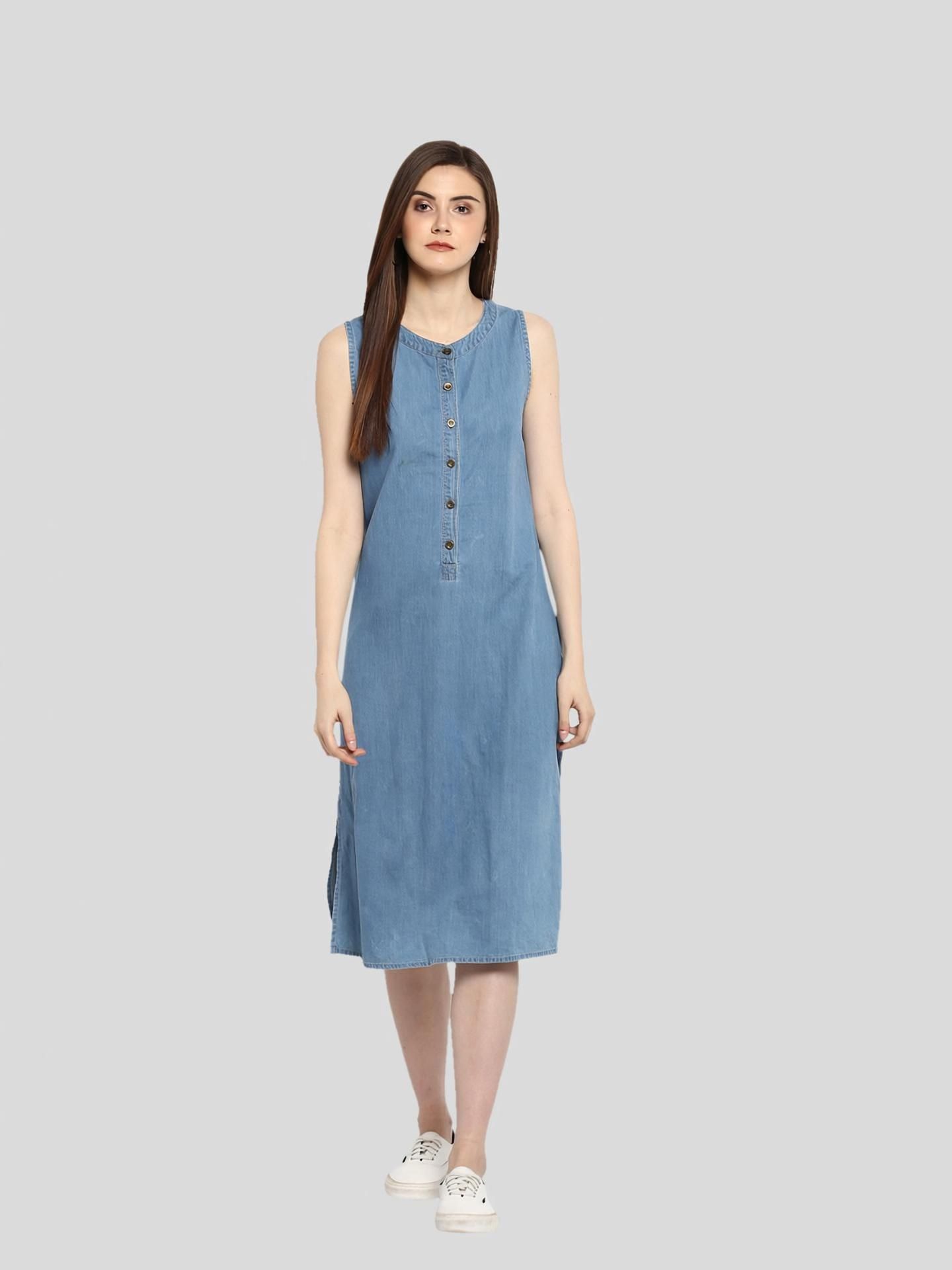 Women Shift Blue Midi/Calf Length Dress-image-35