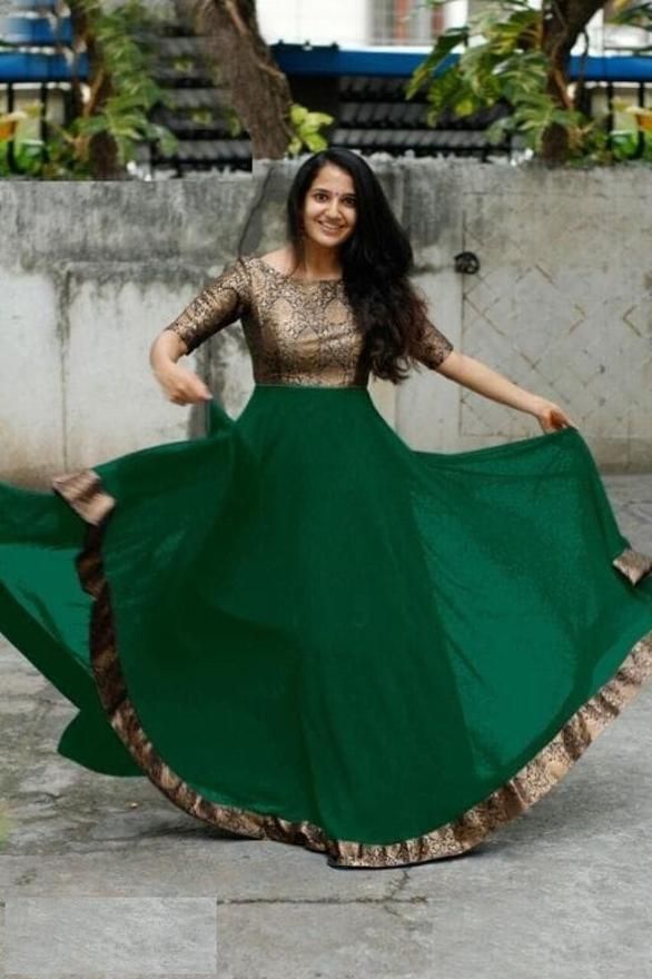 Women Fit and Flare Green Maxi/Full Length Dress-image-43