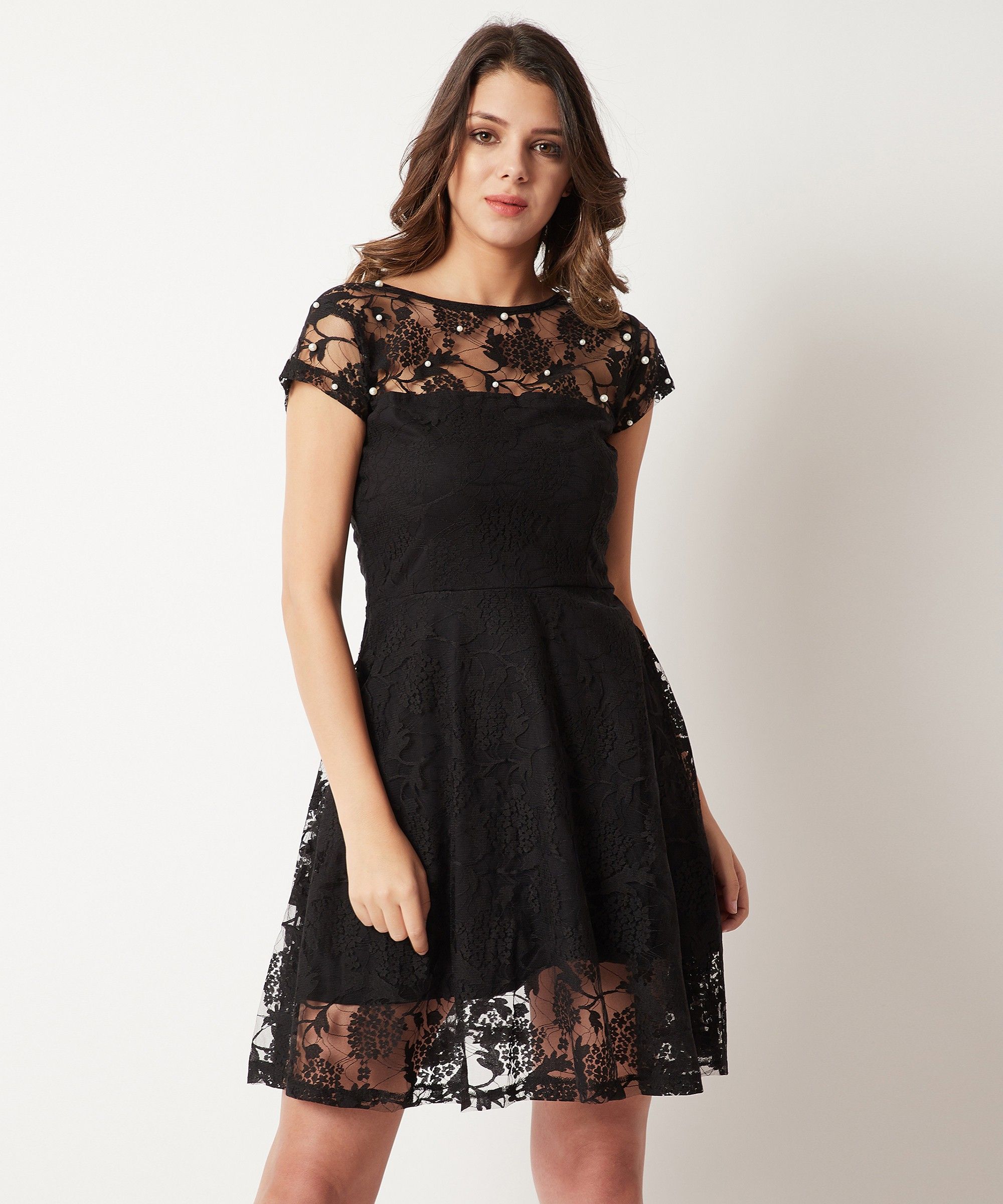 miss chase Women Skater Black Mini/Short Dress-picture-14