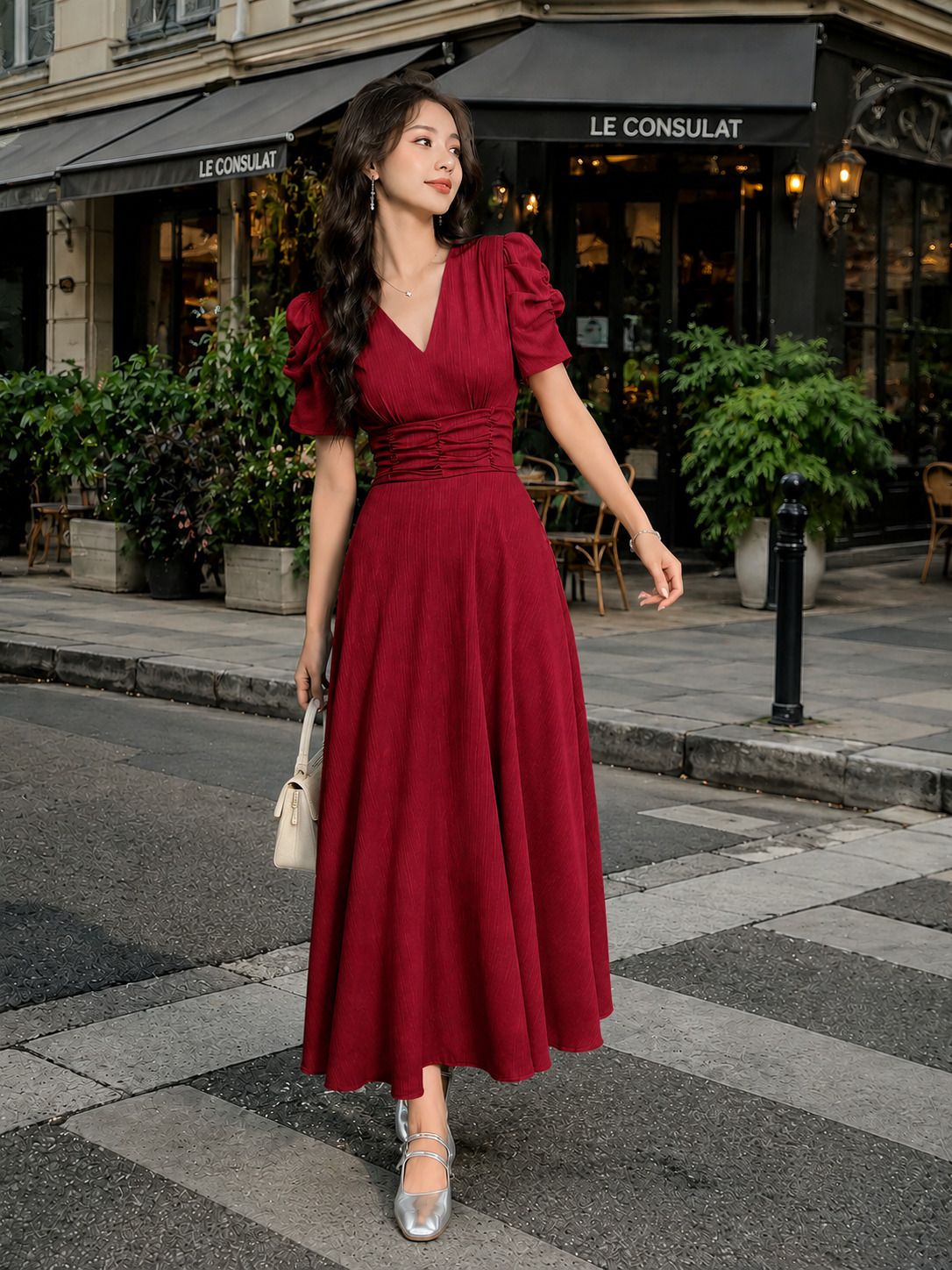 metronaut Women A-line Maroon Below Knee Dress-picture-37