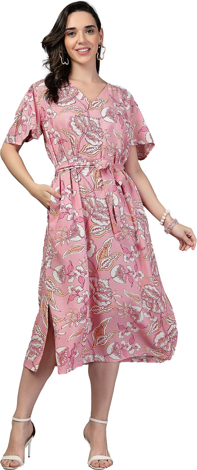 Women A-line Pink Midi/Calf Length Dress-image-48