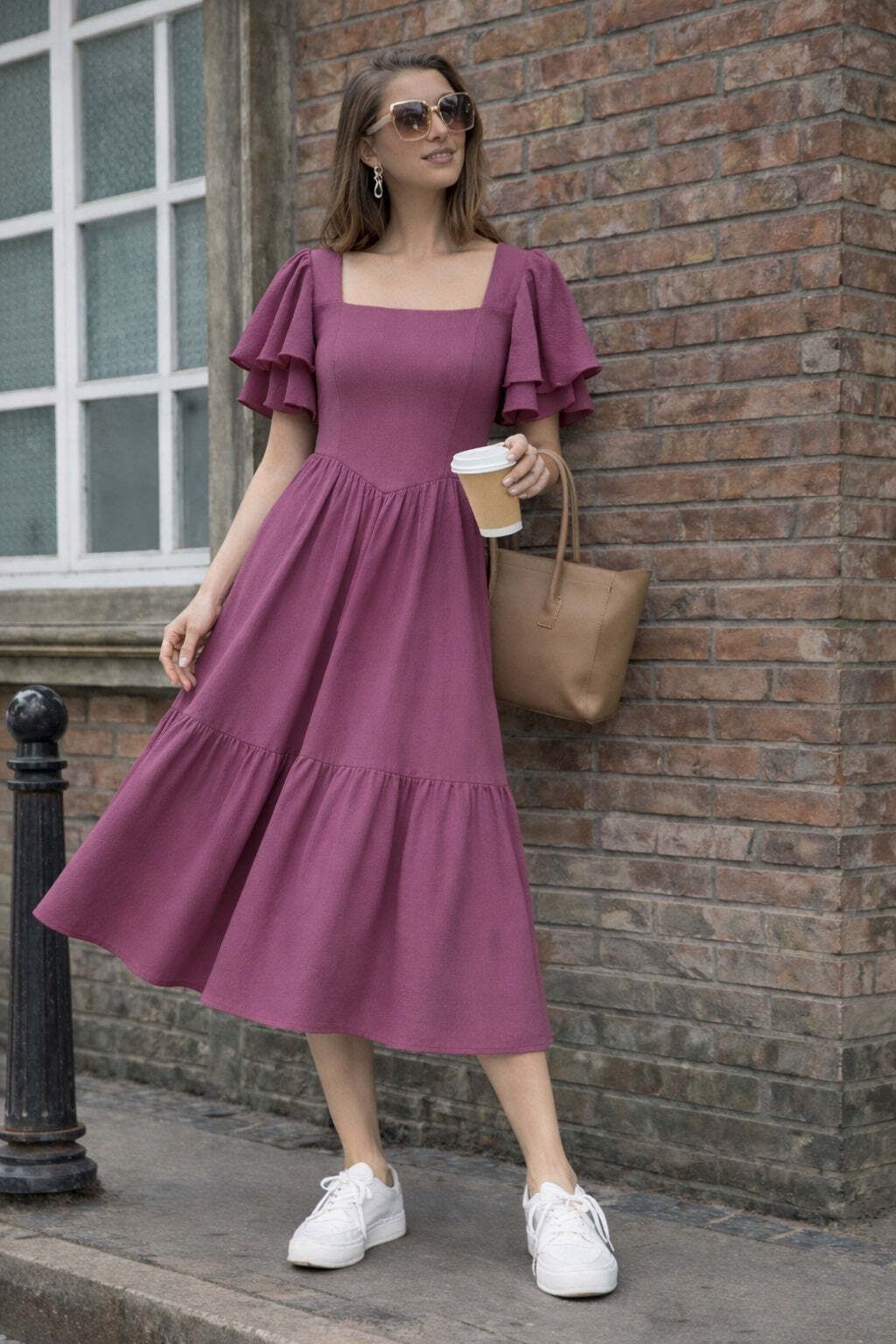 honky tonky Women Fit and Flare Purple Midi/Calf Length Dress-picture-56