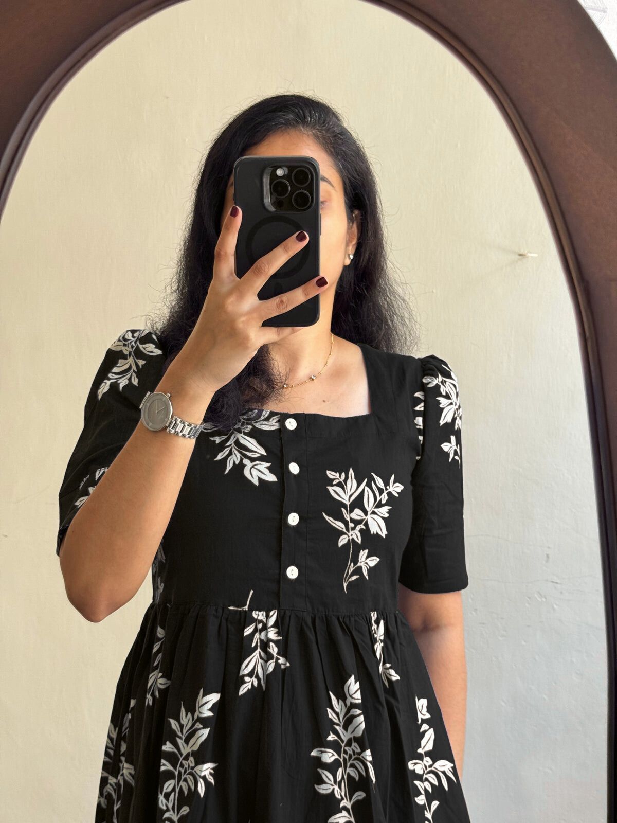 Women A-line Black Midi/Calf Length Dress-image-24