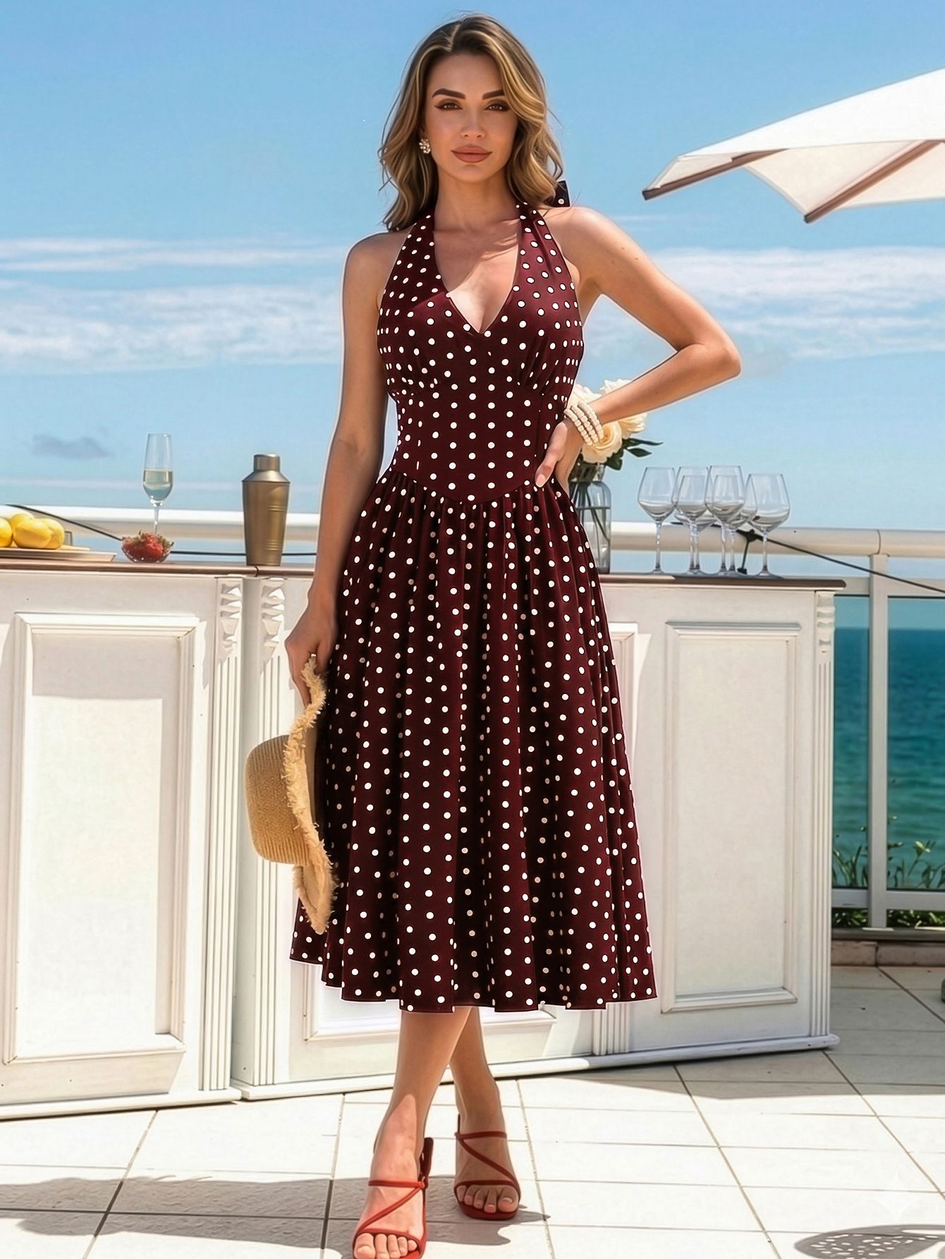 aahwan Women A-line Brown Knee Length Dress-picture-3