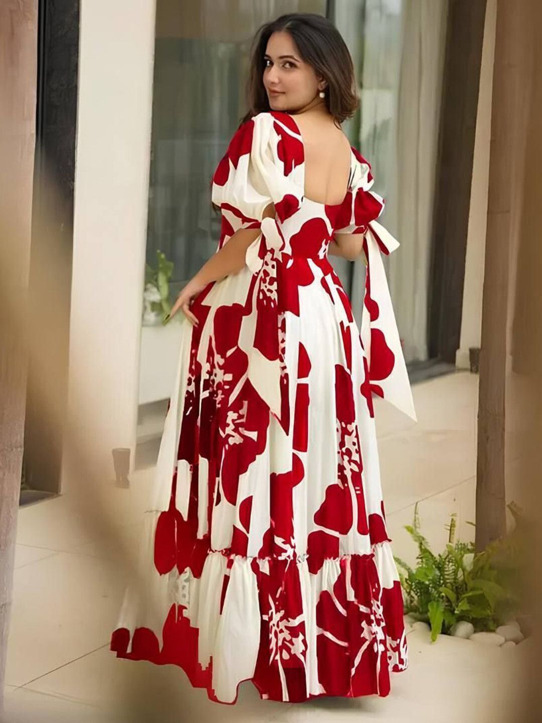 Women Gown Red Maxi/Full Length Dress