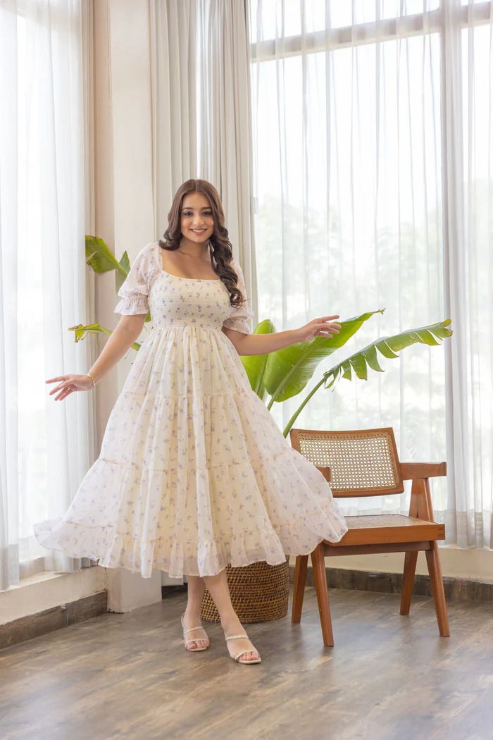 Women Fit and Flare White Maxi/Full Length Dress-image-42