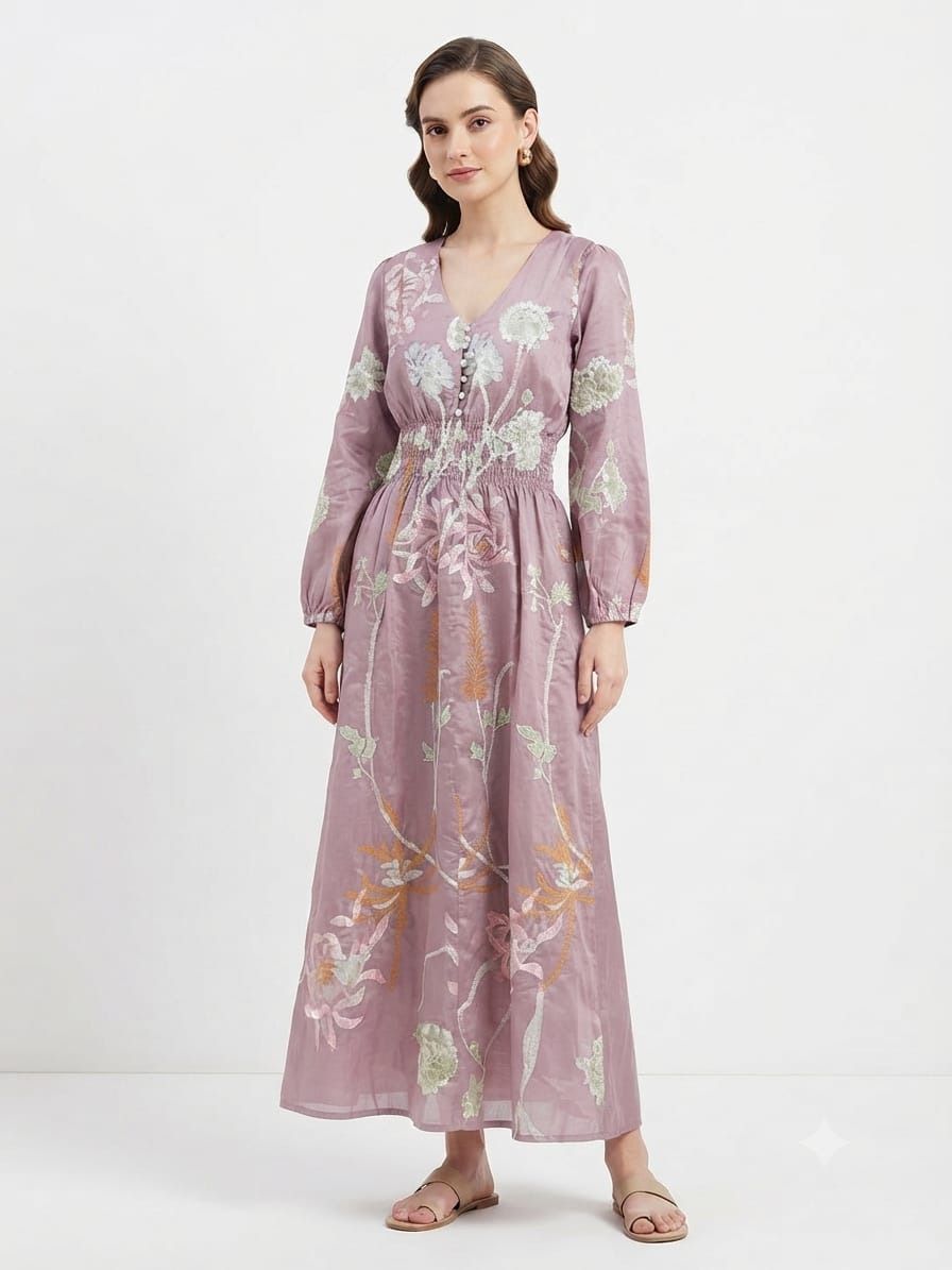 Women Maxi Pink Ankle Length Dress-image-27