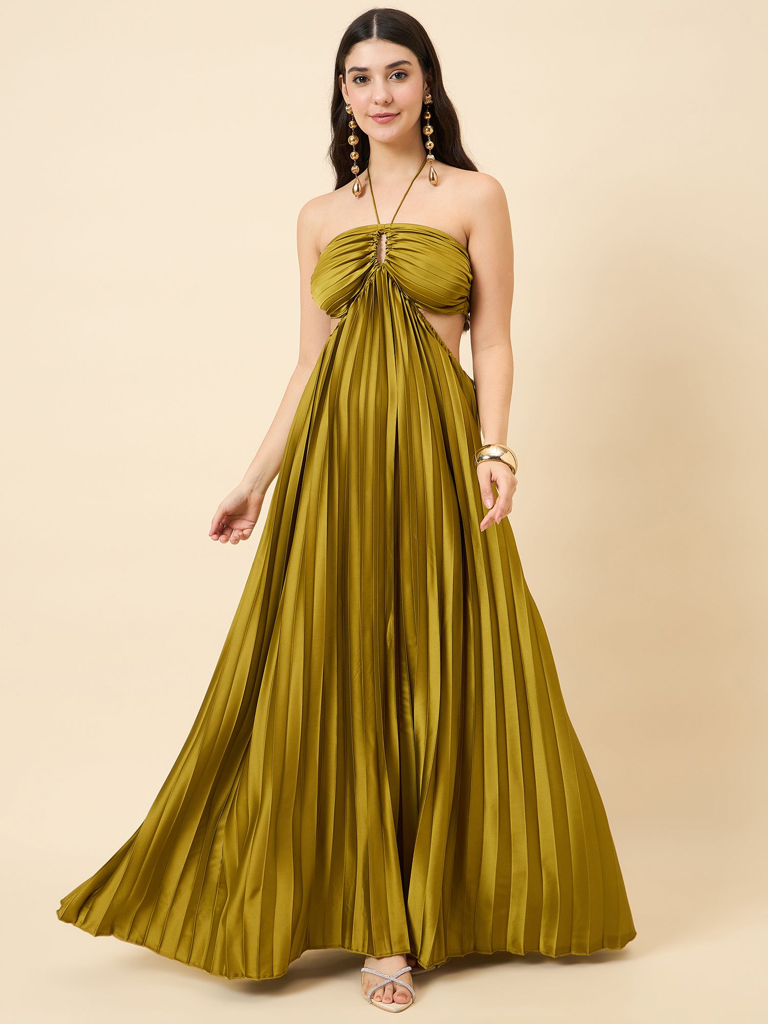 Women Maxi Light Green Full Length Dress-image-22