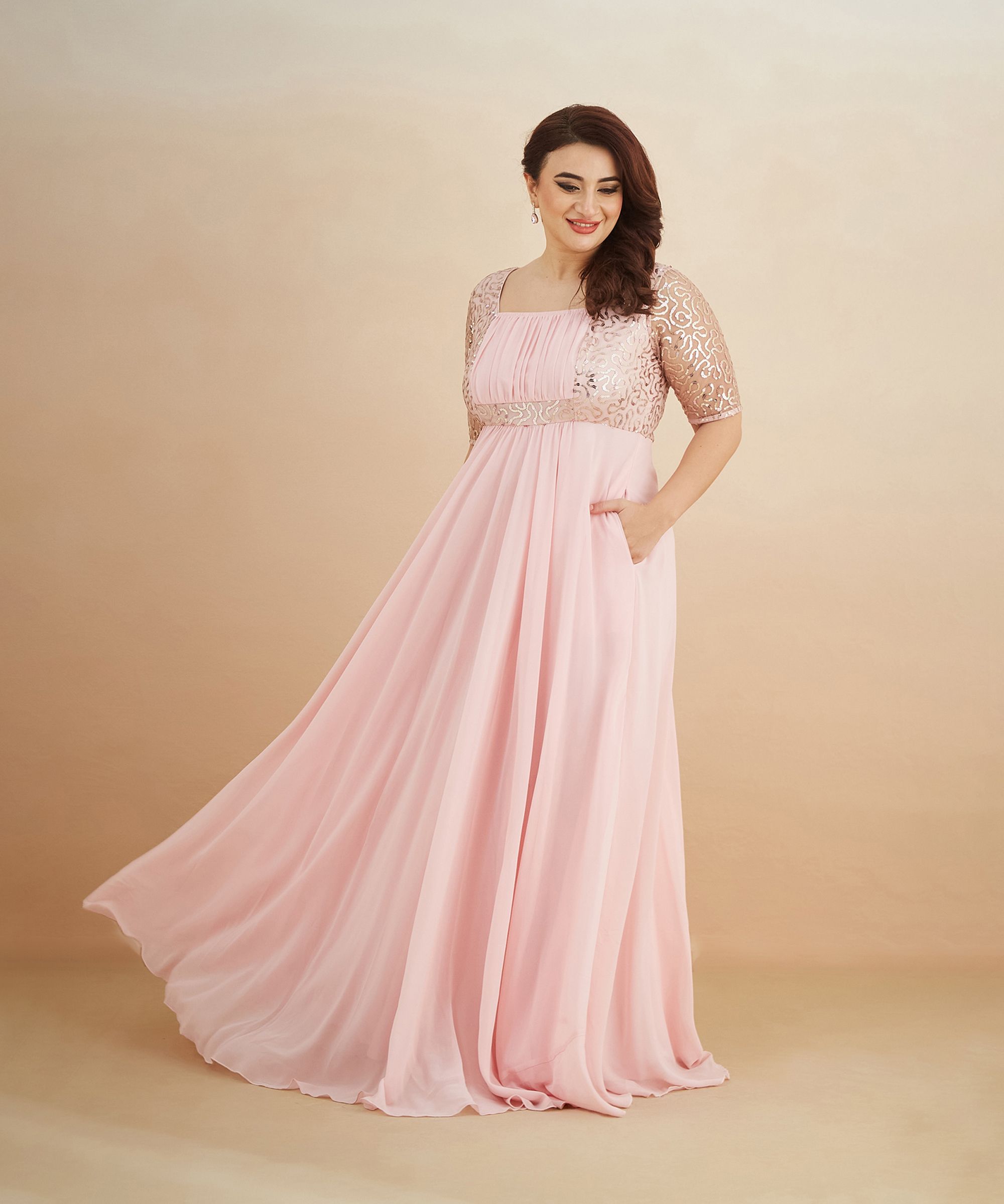 miss chase Women Maxi Pink Full Length Dress-picture-19