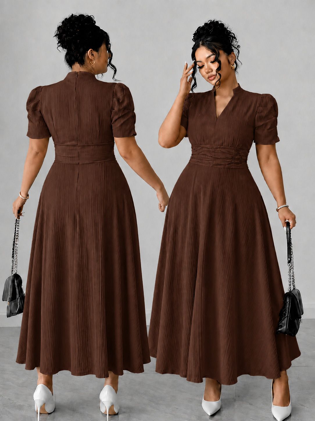 tromko Women A-line Brown Maxi/Full Length Dress-picture-36