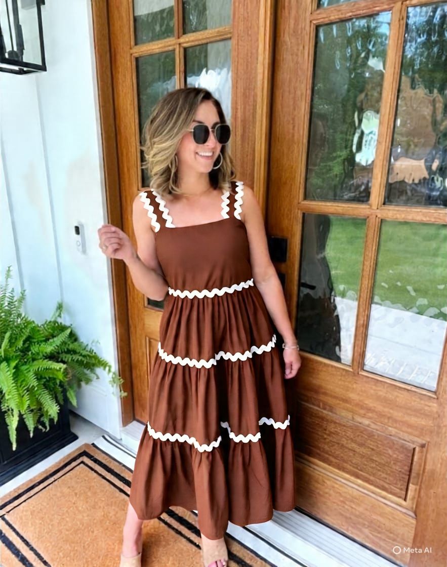 Women Tiered Brown, Brown Maxi/Full Length Dress-image-30