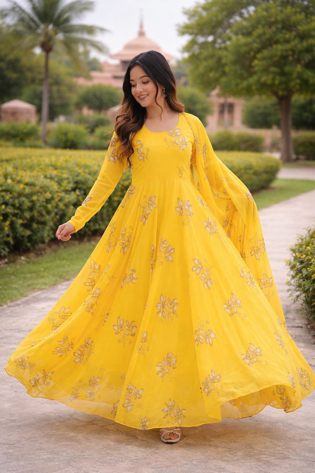 Women Gown Yellow Maxi/Full Length Dress-image-28