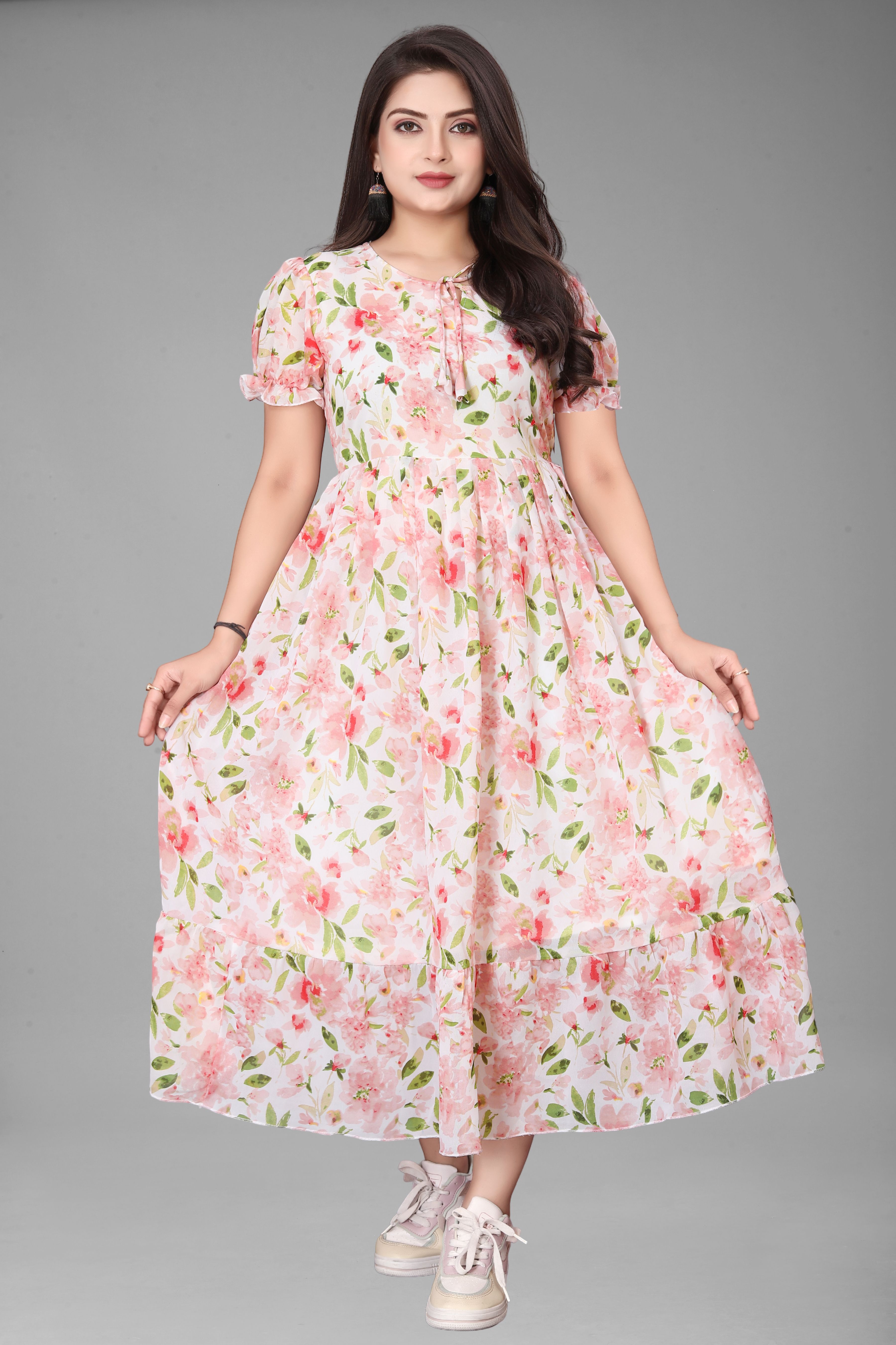 premarth Floral Print Georgette Stitched Flared/A-line Gown-picture-12