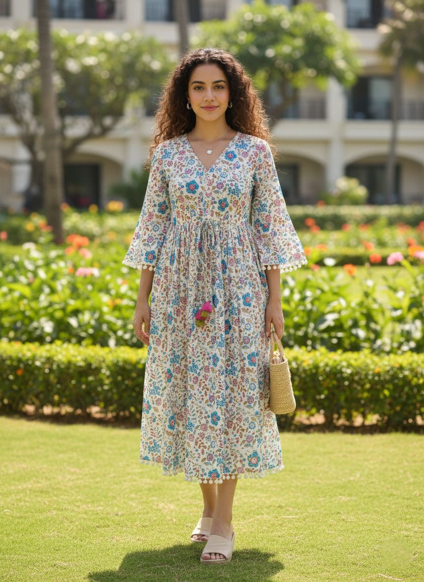 rajnandini Women Fit and Flare White Ankle Length Dress-picture-13
