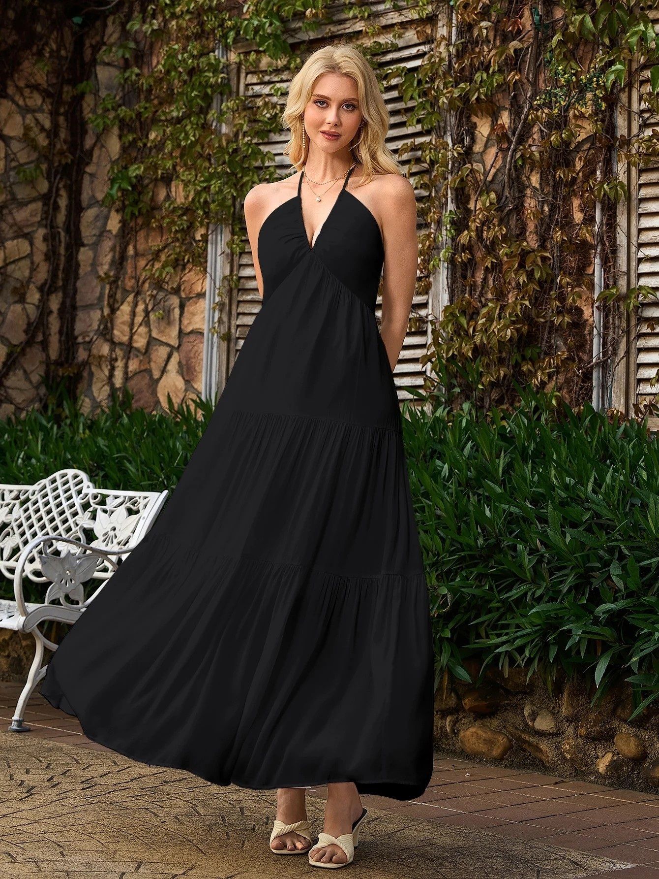 houseofcommon Women A-line Black Maxi/Full Length Dress-picture-21