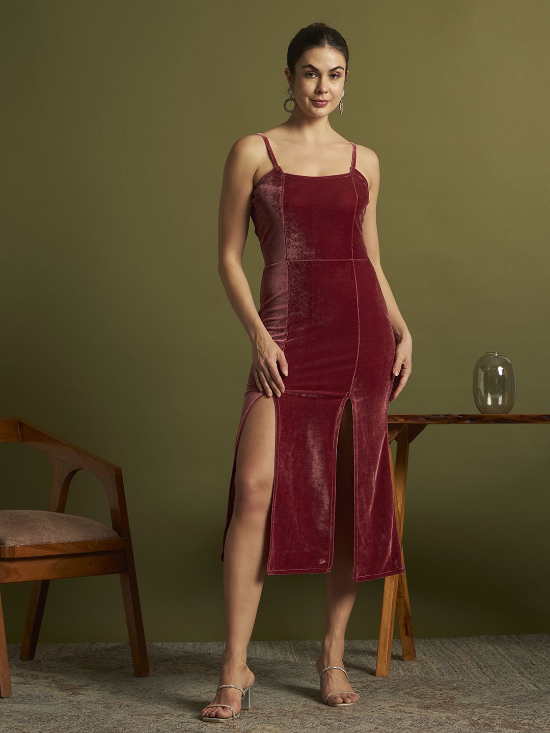 Women Bodycon Red Maxi/Full Length Dress-image-21